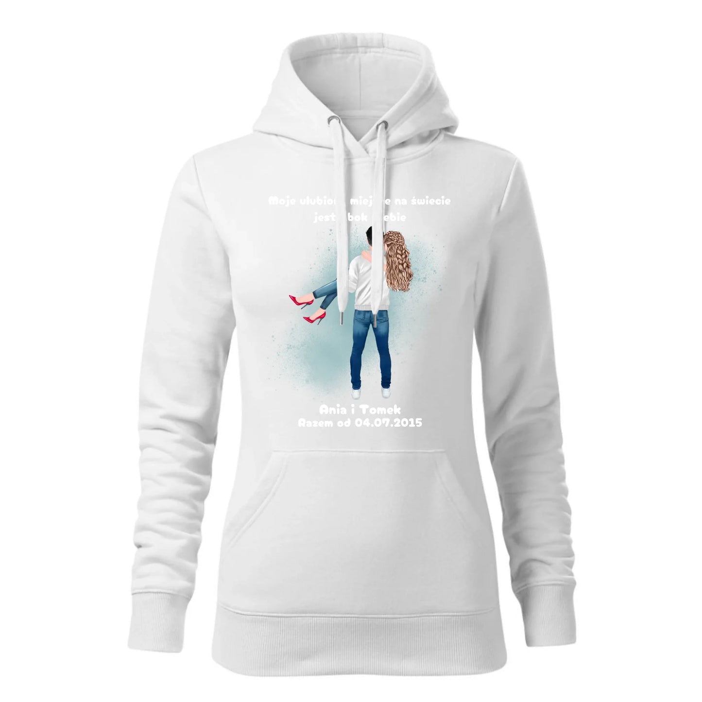 Damska bluza z kapturem biała - hoodie - StoryCups.pl