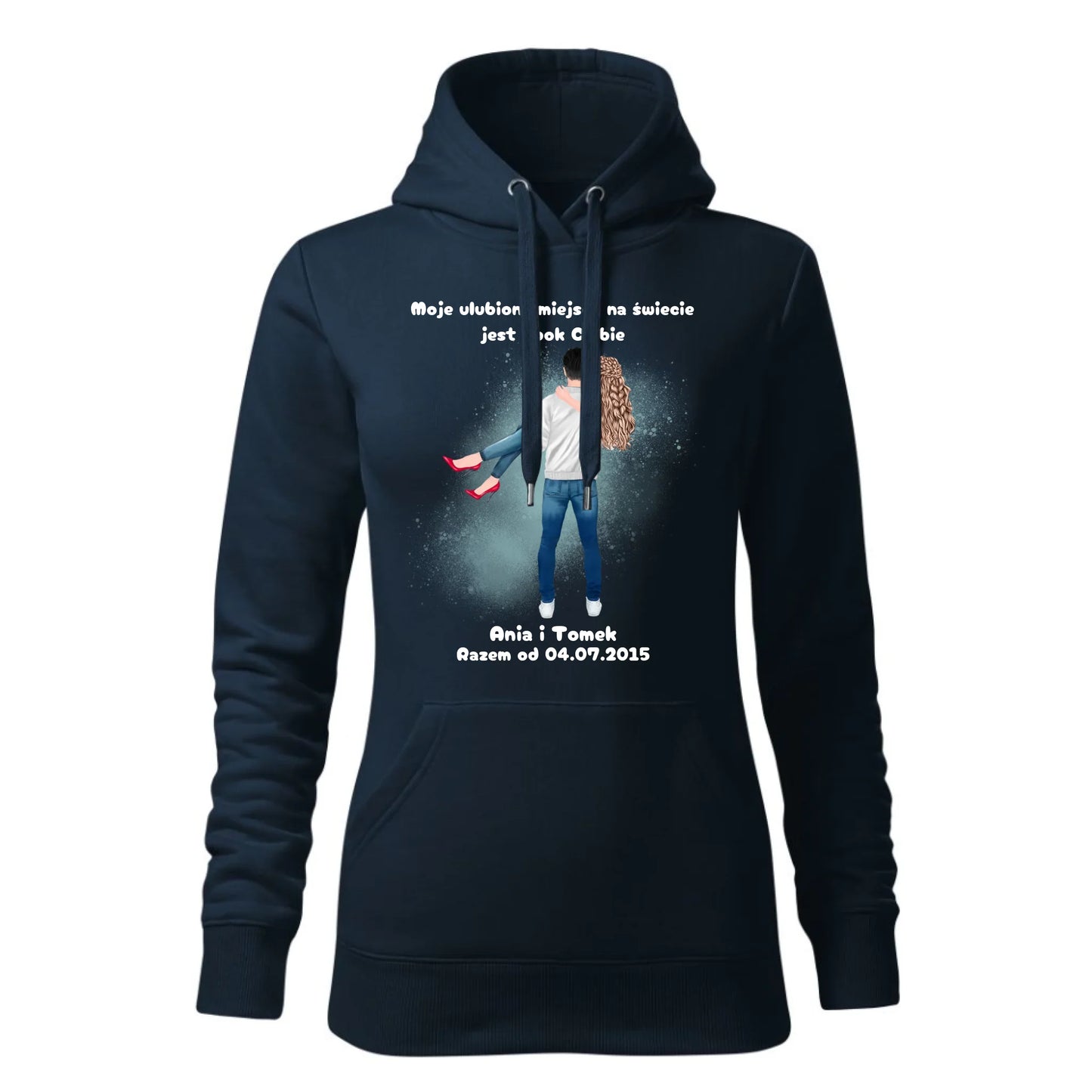 Damska bluza z kapturem granatowa - hoodie - StoryCups.pl