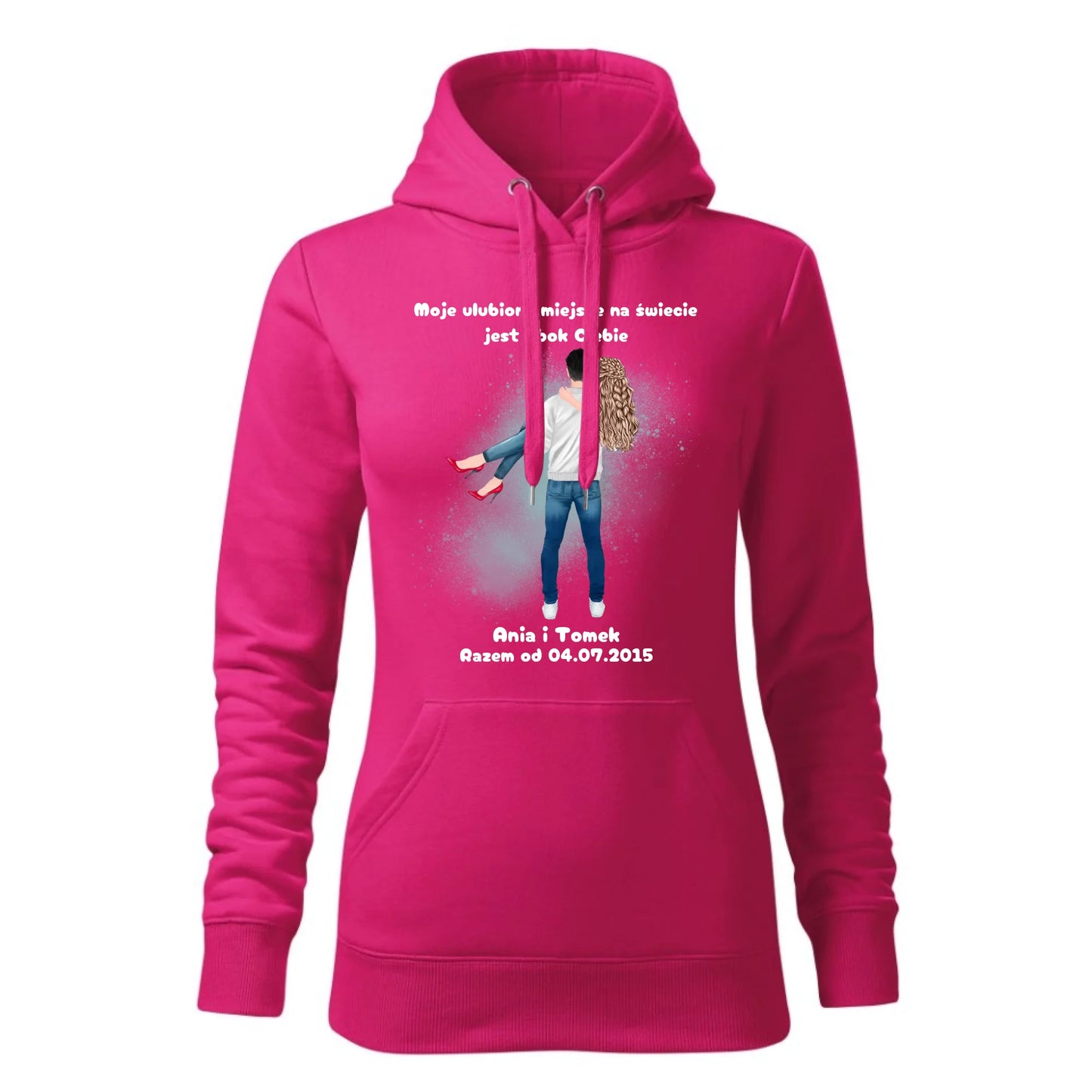 Damska bluza z kapturem różowa - hoodie - StoryCups.pl