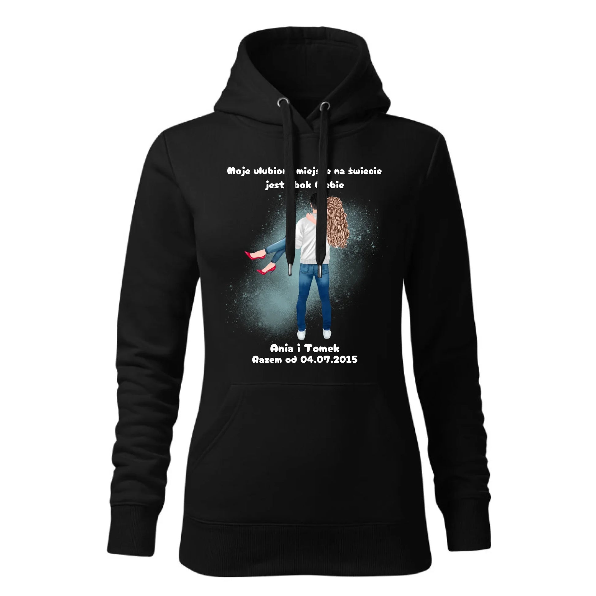 Damska bluza z kapturem czarna - hoodie - StoryCups.pl