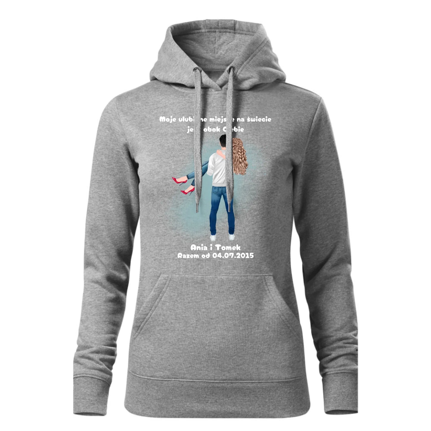 Damska bluza z kapturem szara - hoodie - StoryCups.pl