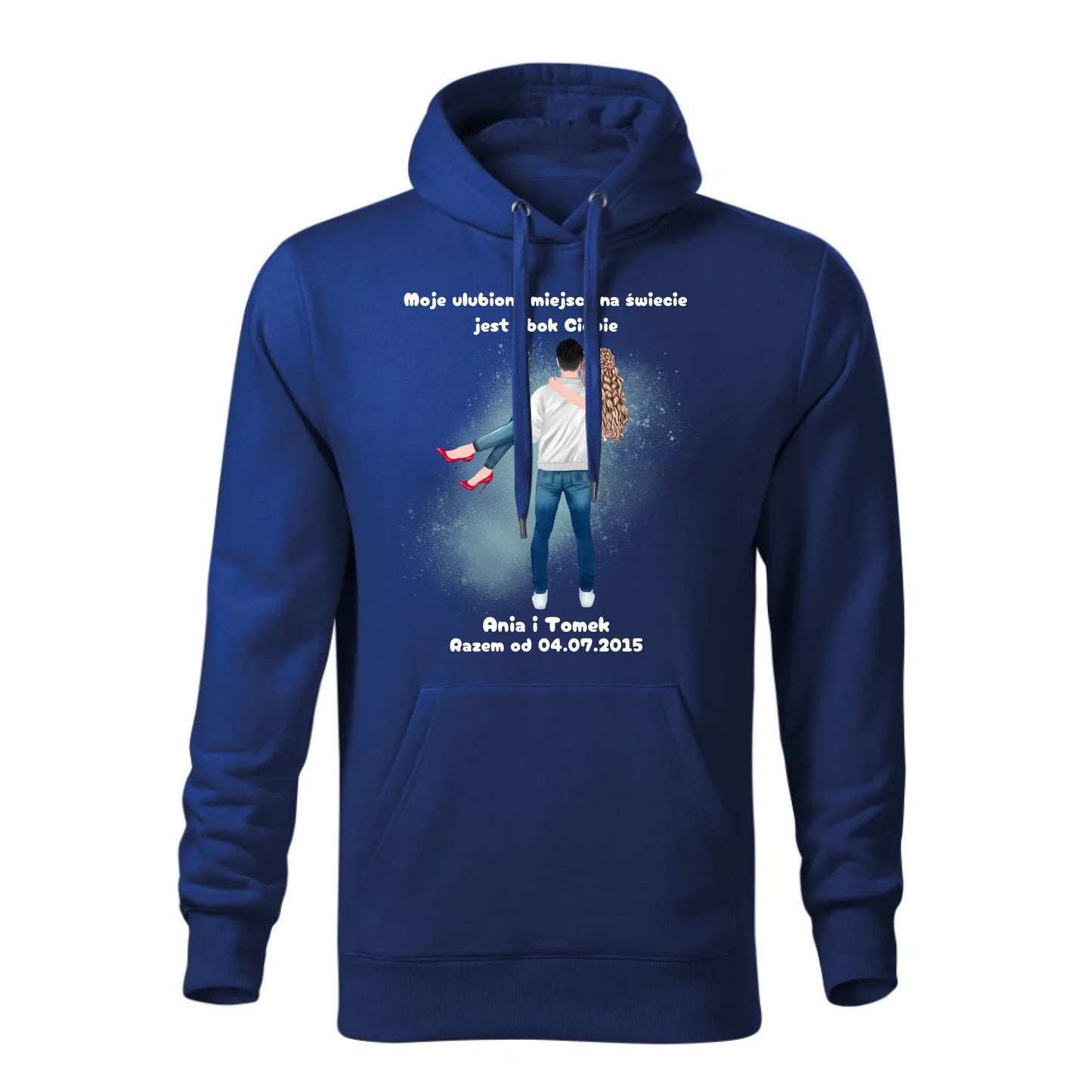 Personalizowana jesienna bluza z kapturem na prezent - niebieska - nadruk - hoodie