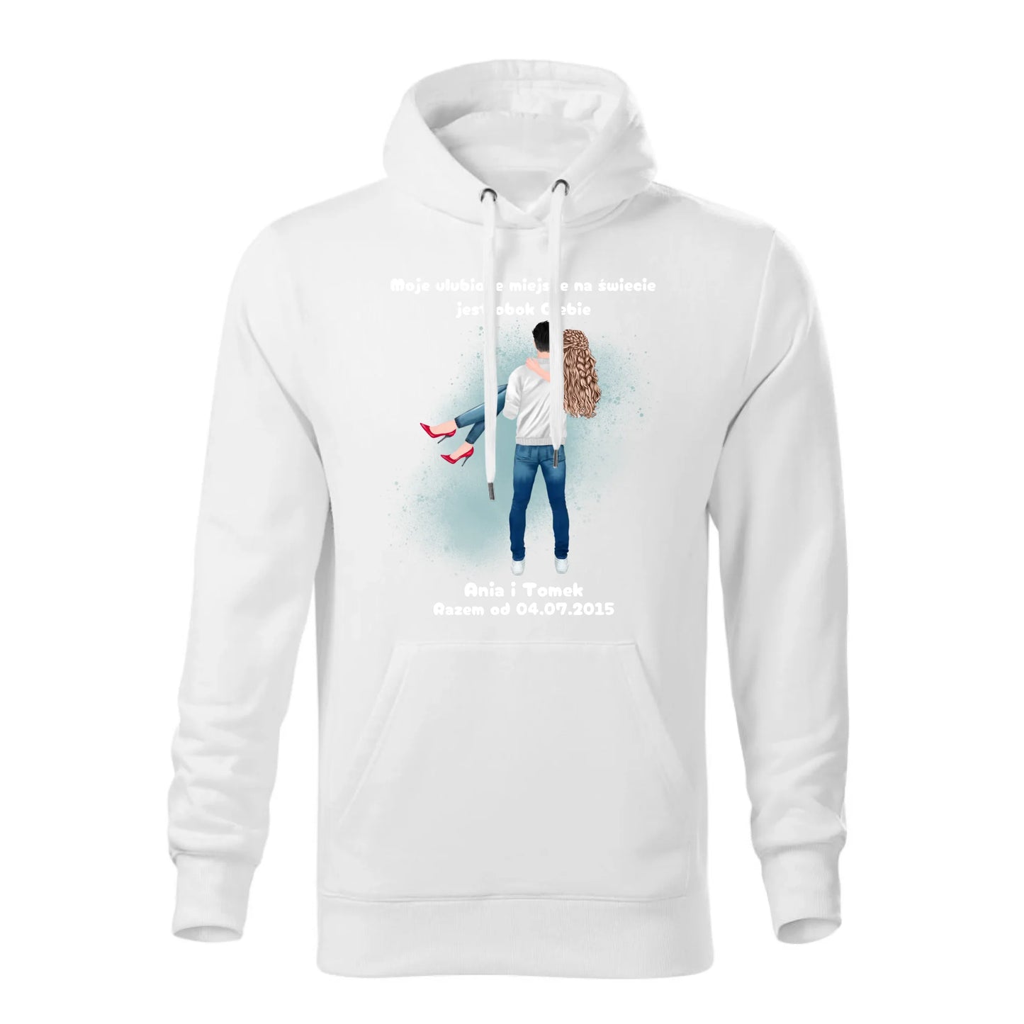 Personalizowana jesienna bluza z kapturem na prezent - biała - nadruk - hoodie