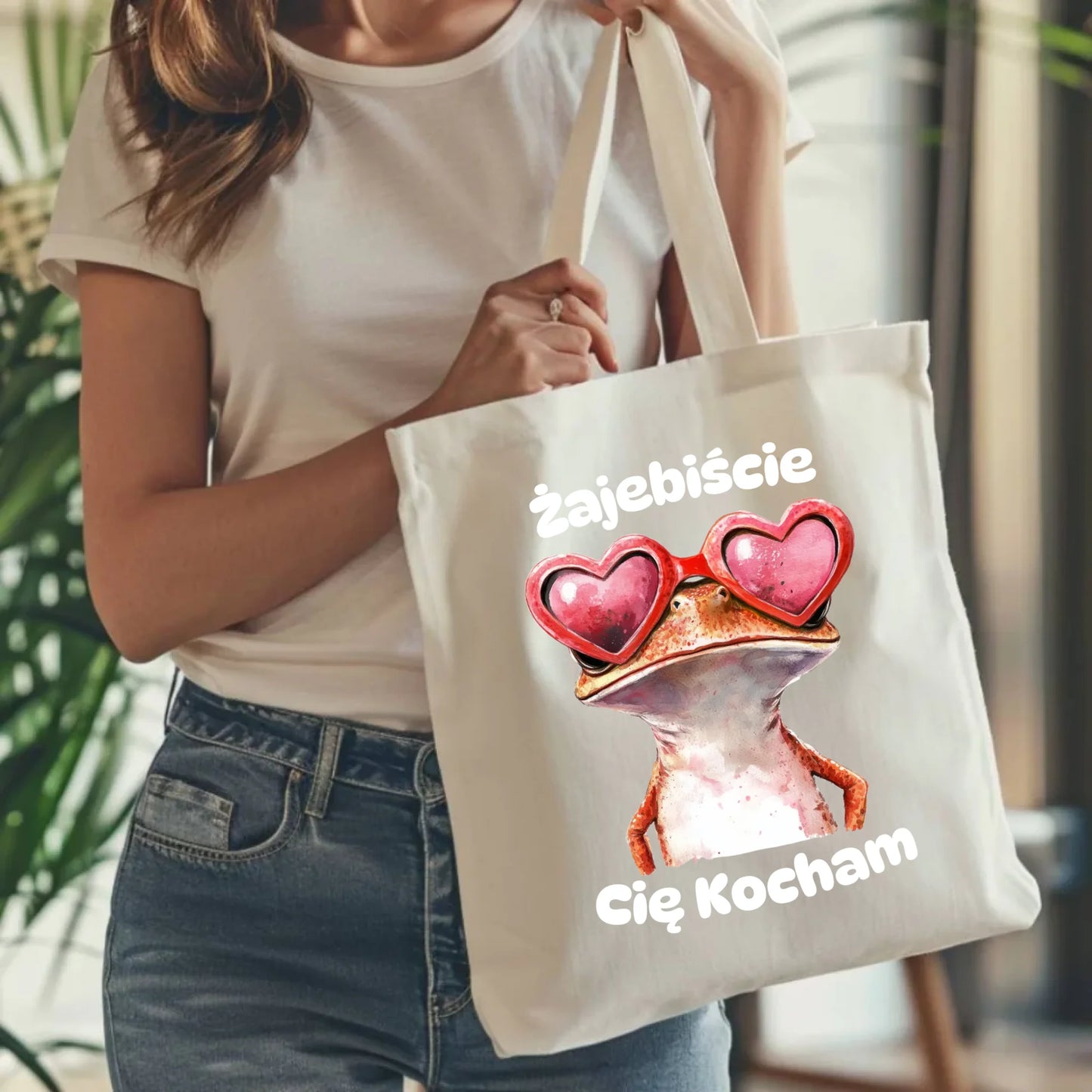 Torba tote bag z nadrukiem na prezent naturalna