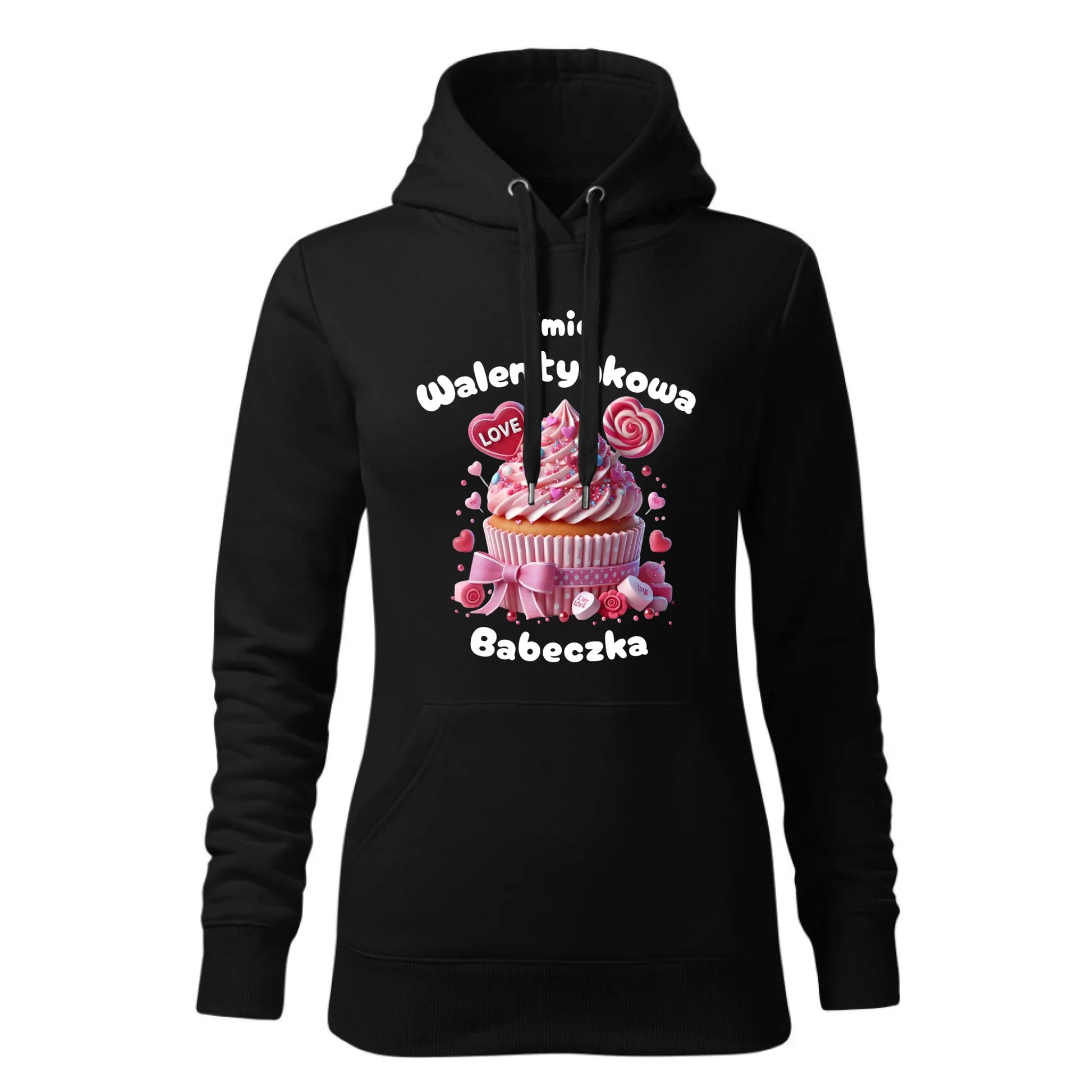 Damska bluza z kapturem czarna - hoodie - StoryCups.pl