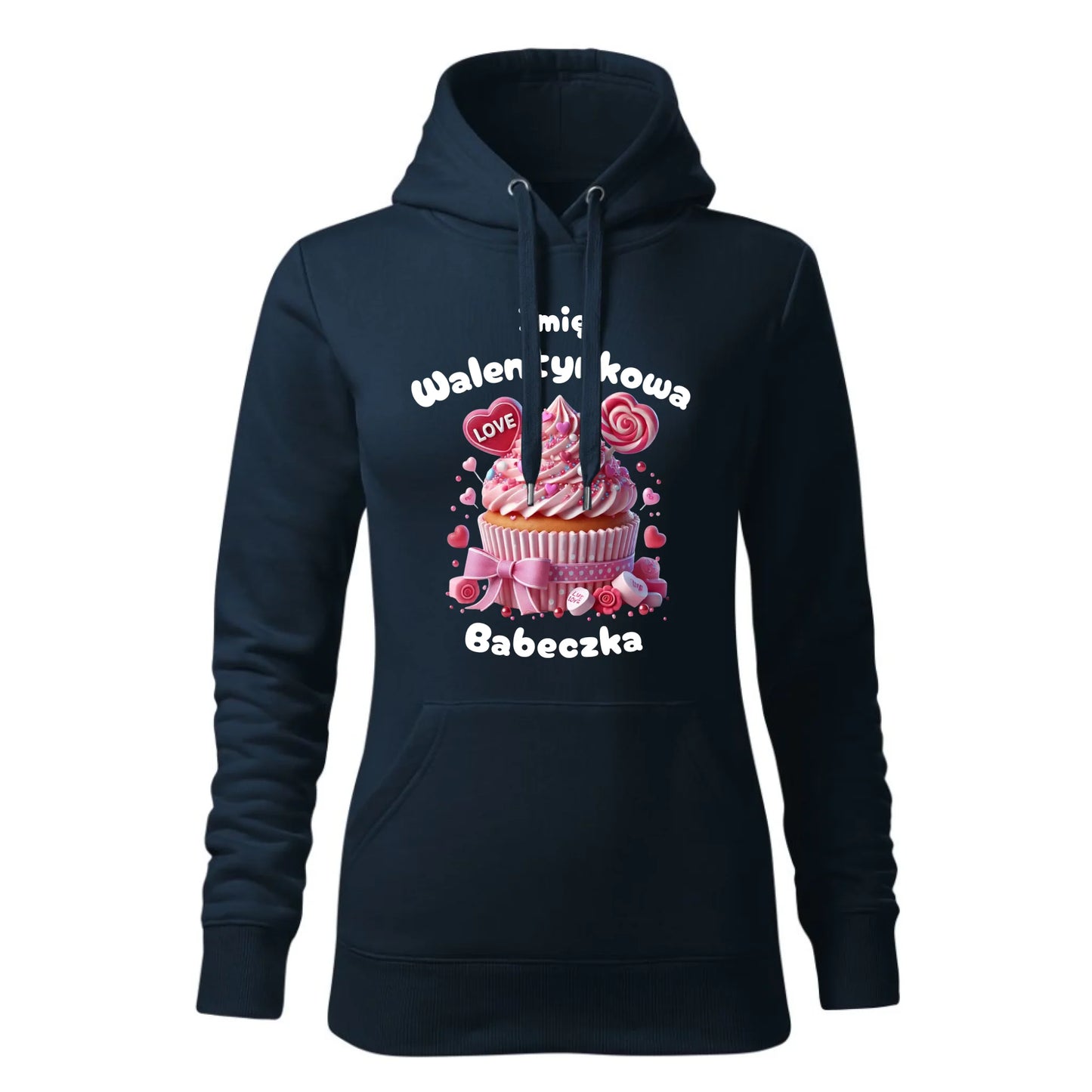 Damska bluza z kapturem granatowa - hoodie - StoryCups.pl