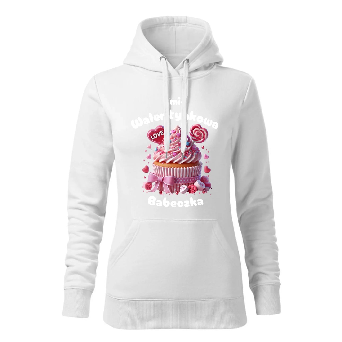 Damska bluza z kapturem biała - hoodie - StoryCups.pl