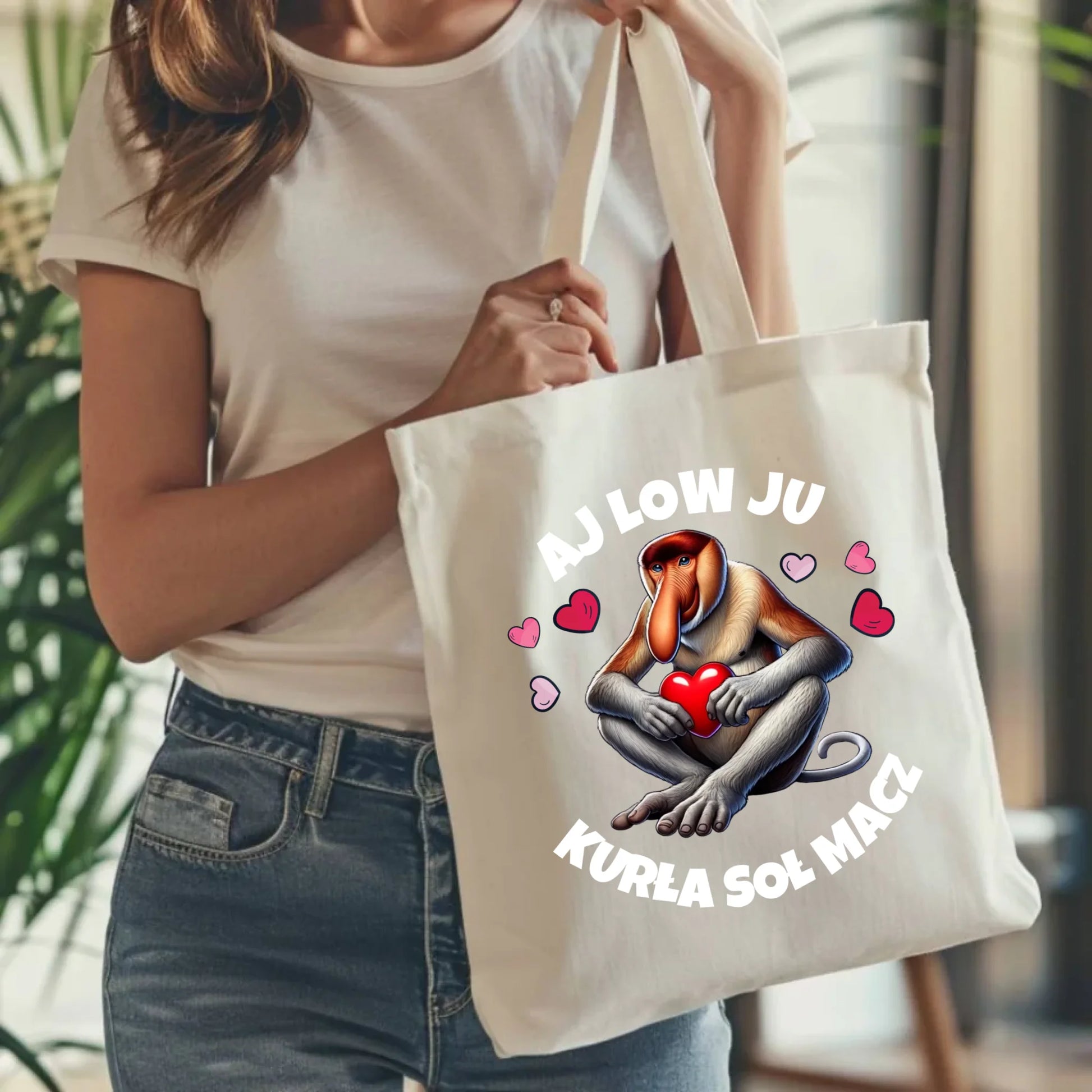 Torba tote bag z nadrukiem na prezent naturalna