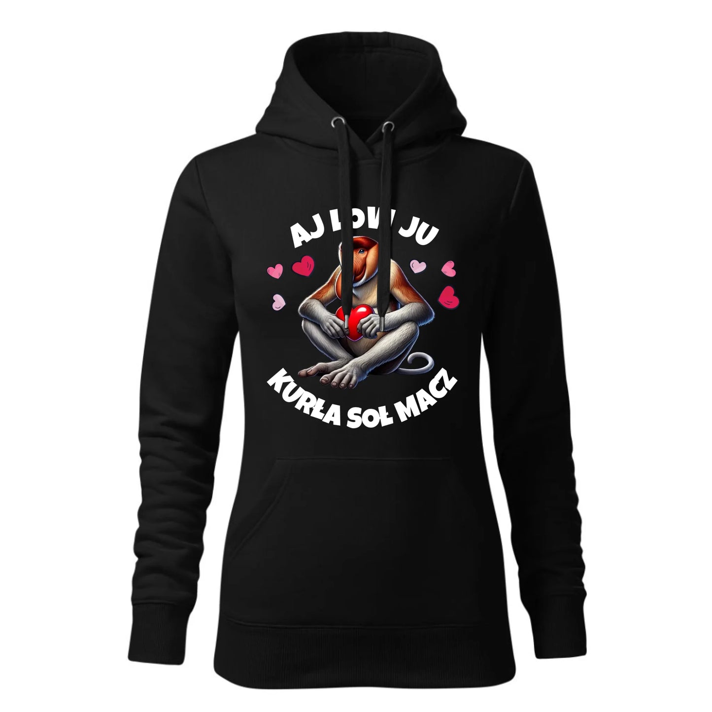 Damska bluza z kapturem czarna - hoodie - StoryCups.pl