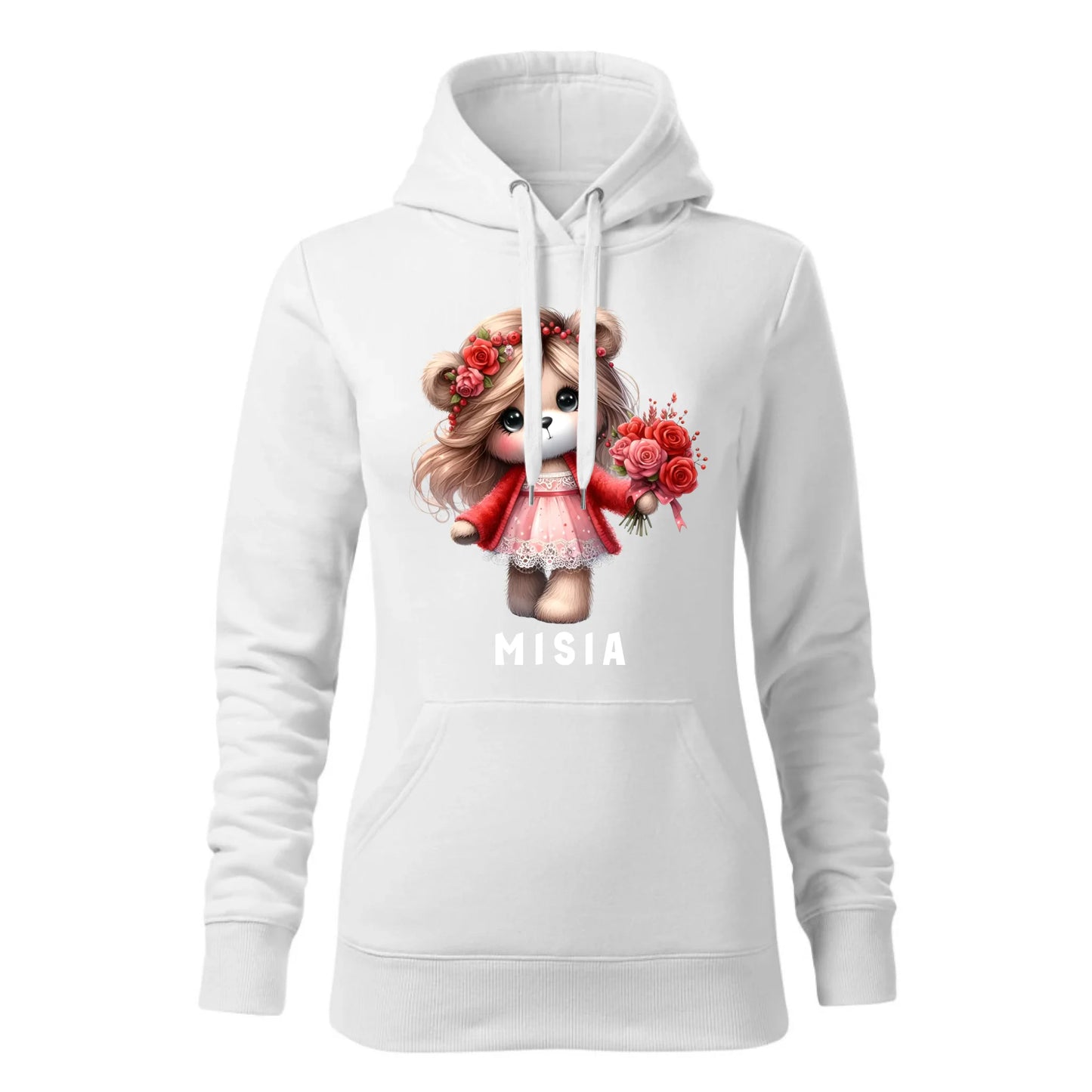 Damska bluza z kapturem biała - hoodie - StoryCups.pl