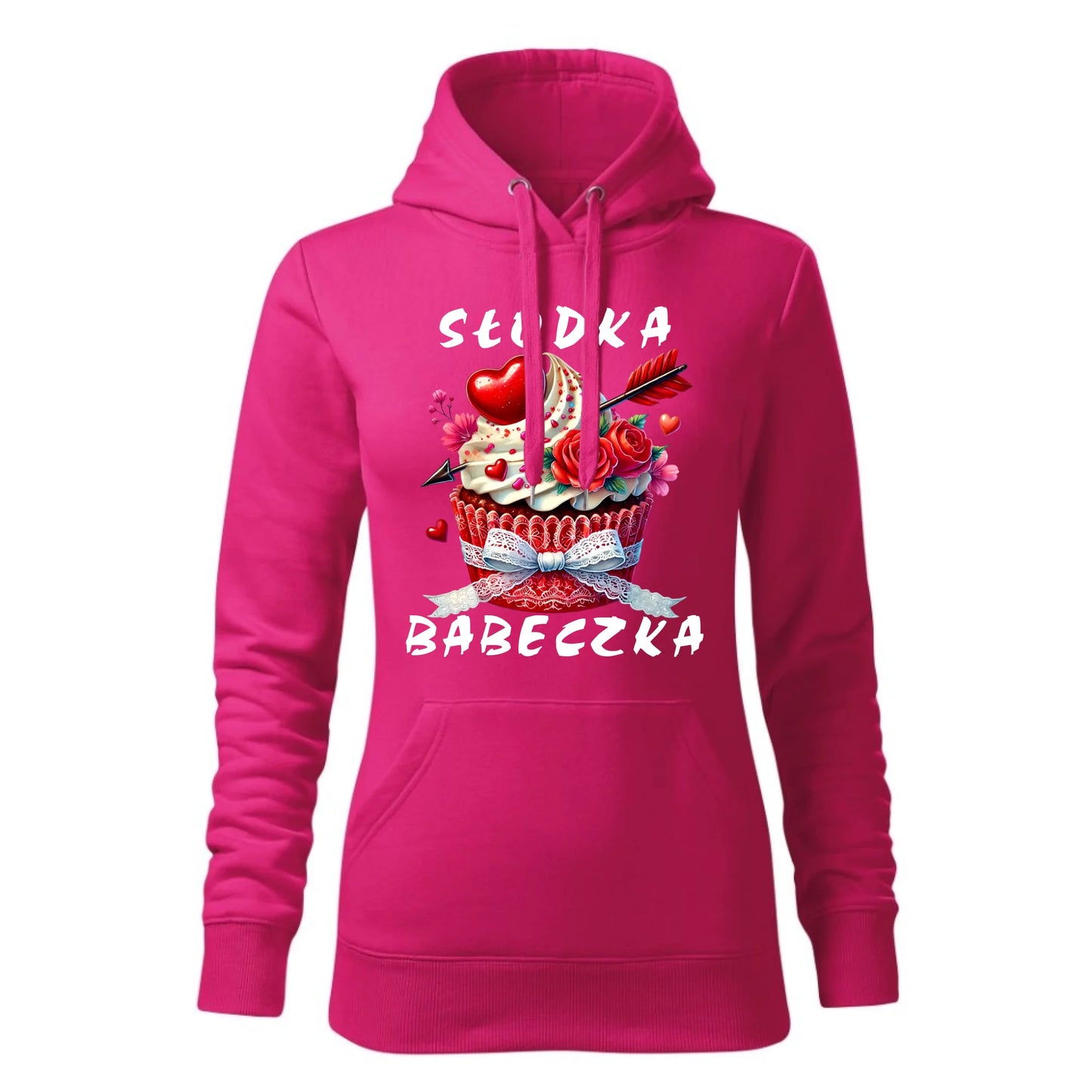 Damska bluza z kapturem różowa - hoodie - StoryCups.pl