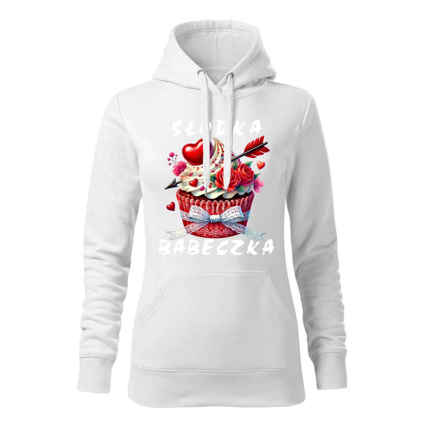 Damska bluza z kapturem biała - hoodie - StoryCups.pl