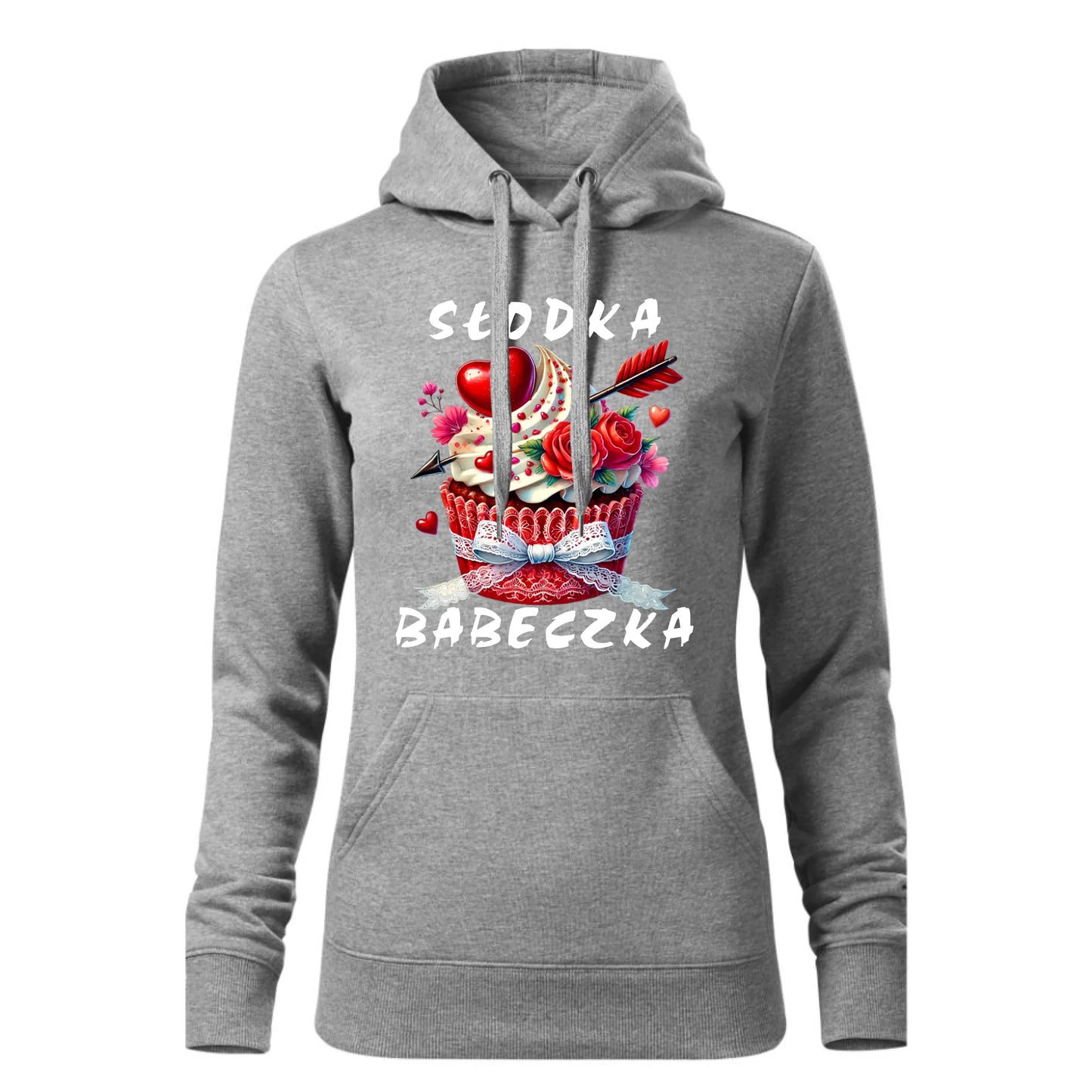 Damska bluza z kapturem szara - hoodie - StoryCups.pl