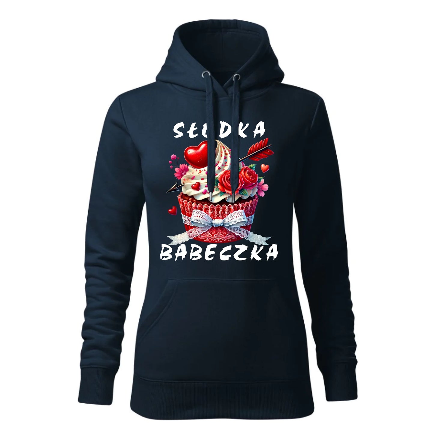 Damska bluza z kapturem granatowa - hoodie - StoryCups.pl