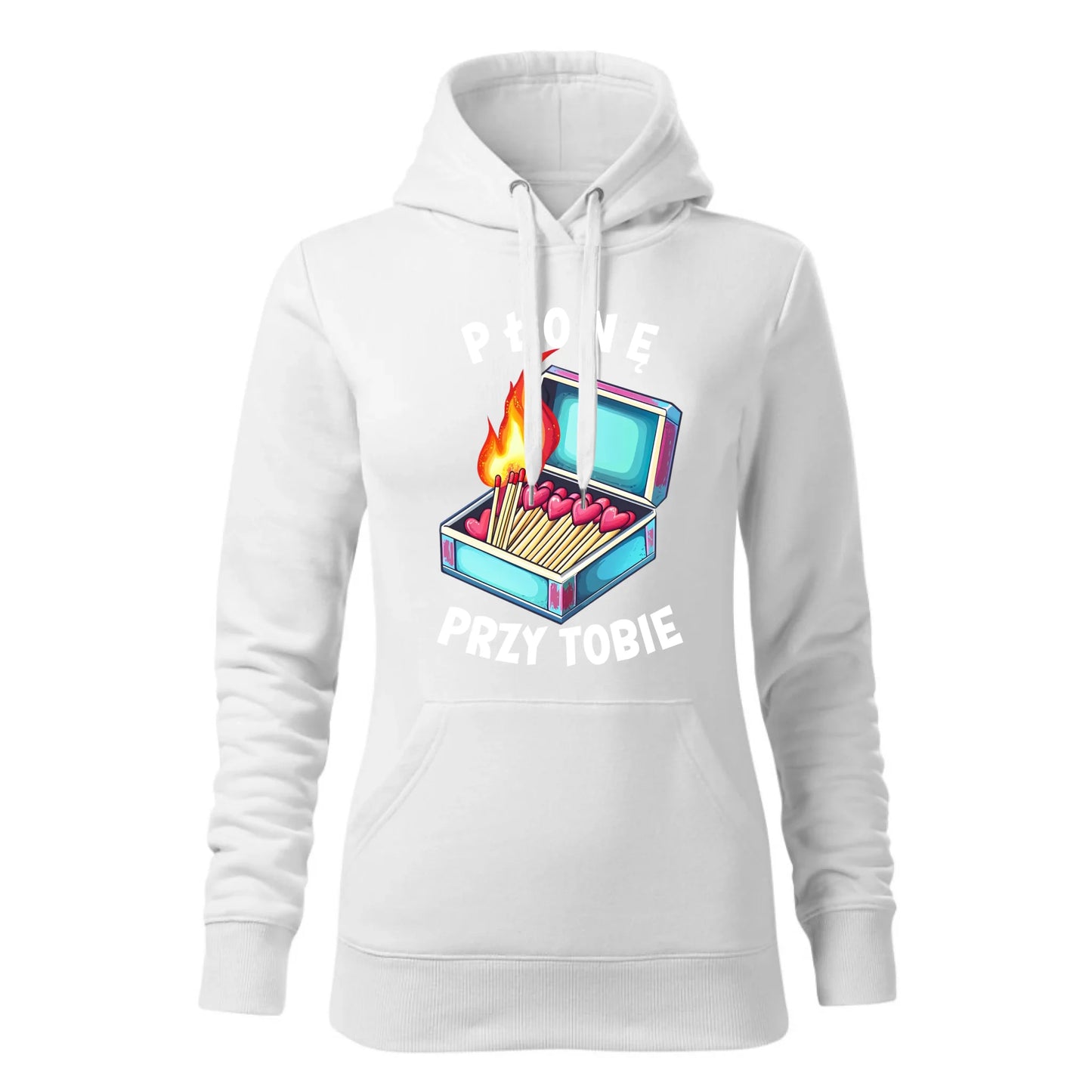 Damska bluza z kapturem biała - hoodie - StoryCups.pl