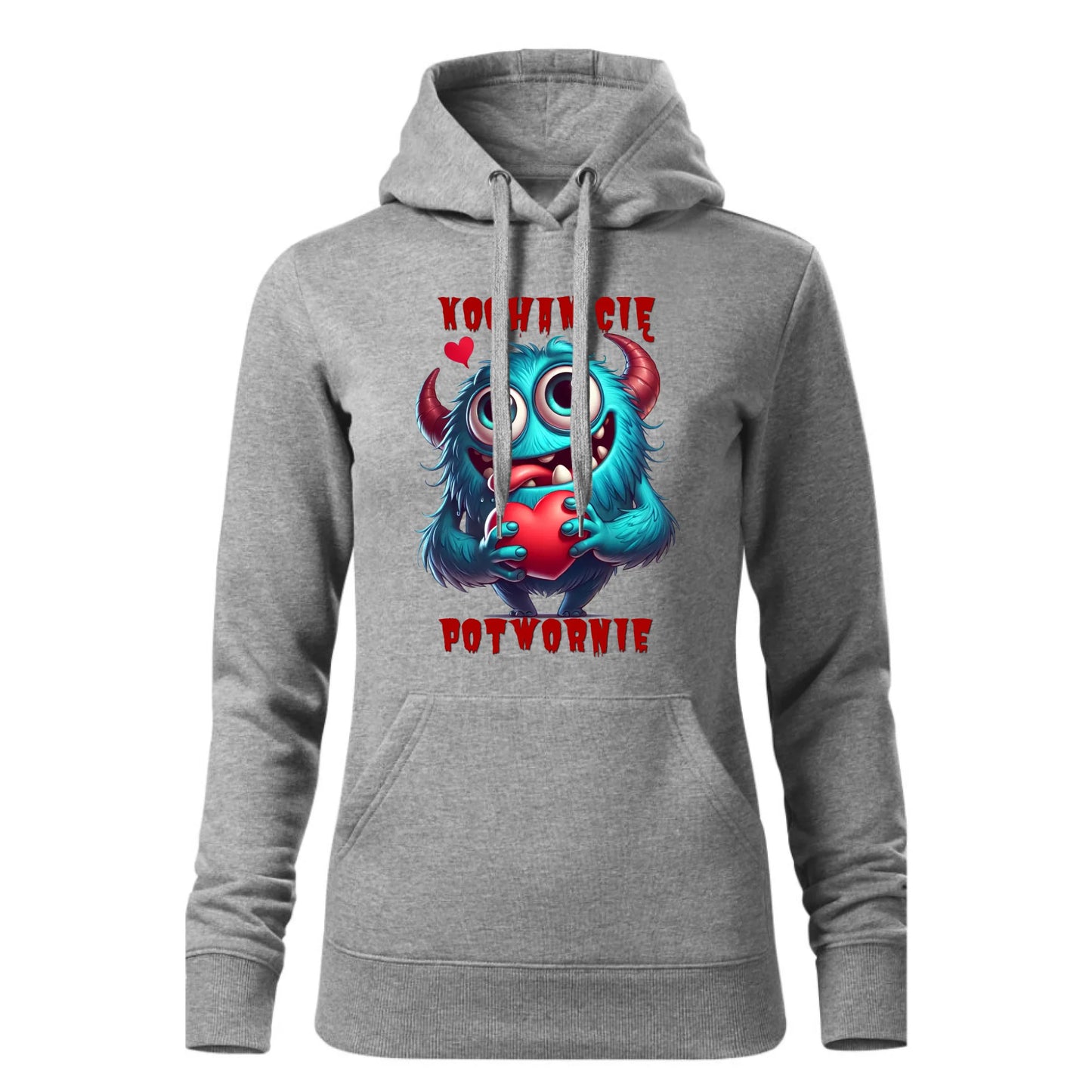 Damska bluza z kapturem szara - hoodie - StoryCups.pl