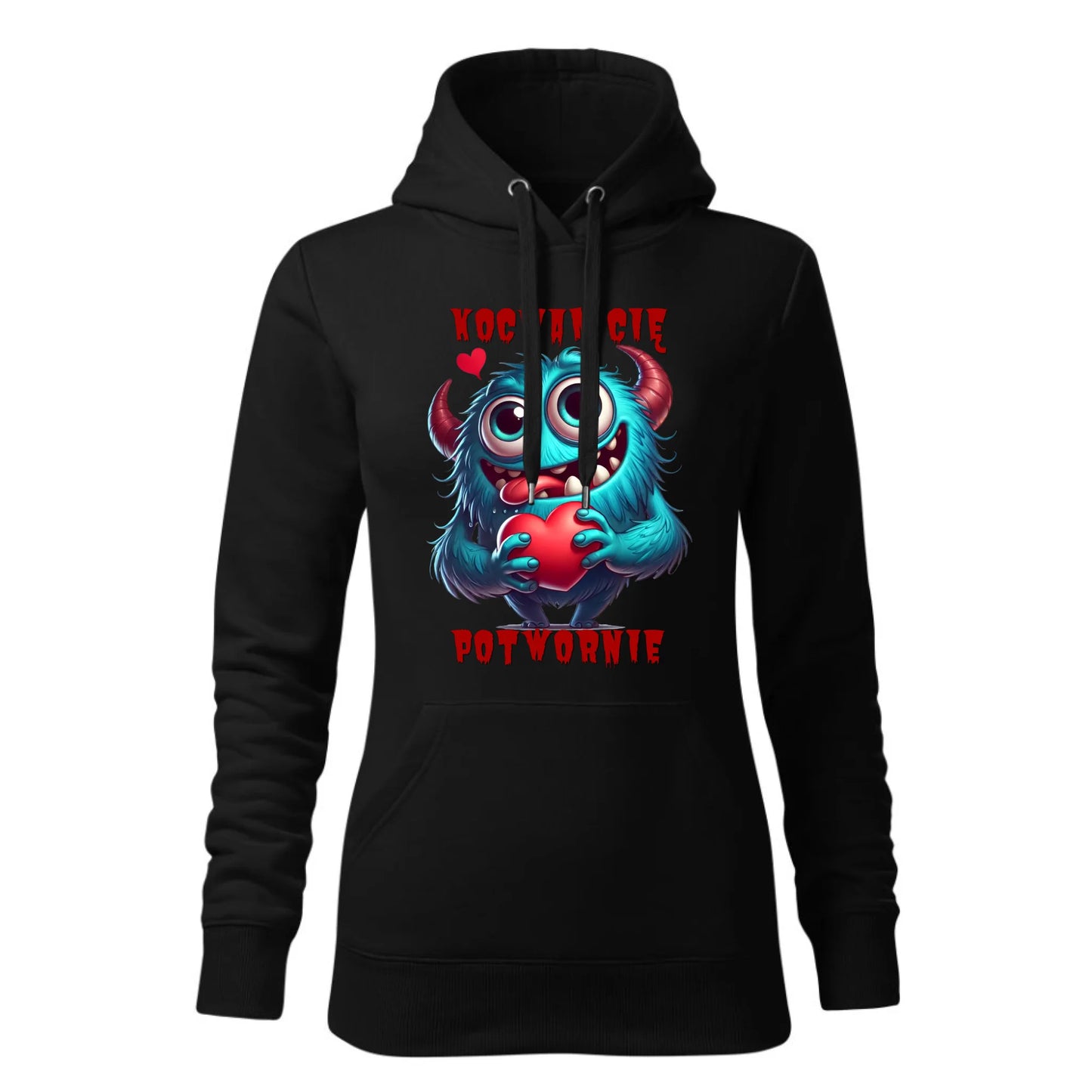 Damska bluza z kapturem czarna - hoodie - StoryCups.pl