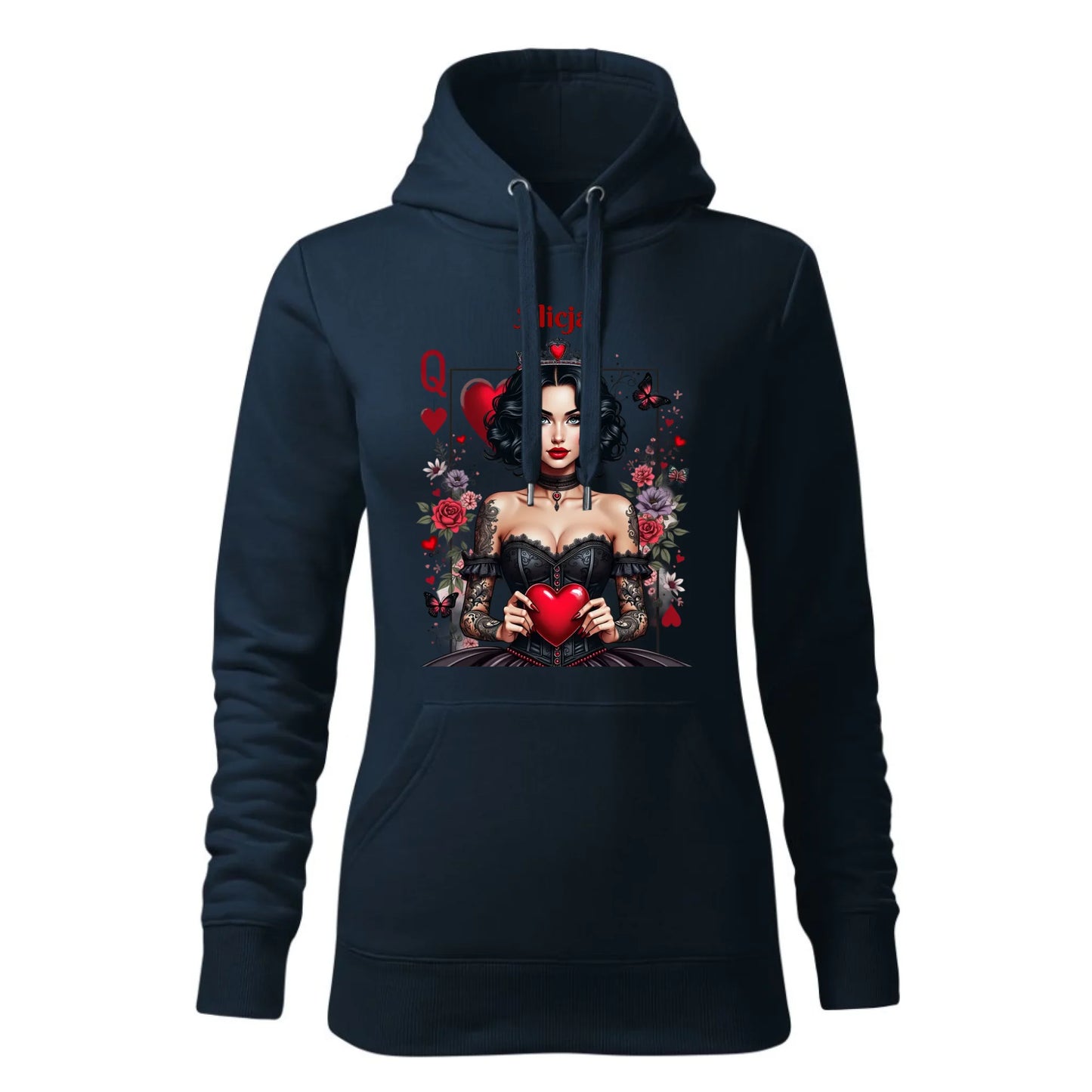 Damska bluza z kapturem granatowa - hoodie - StoryCups.pl