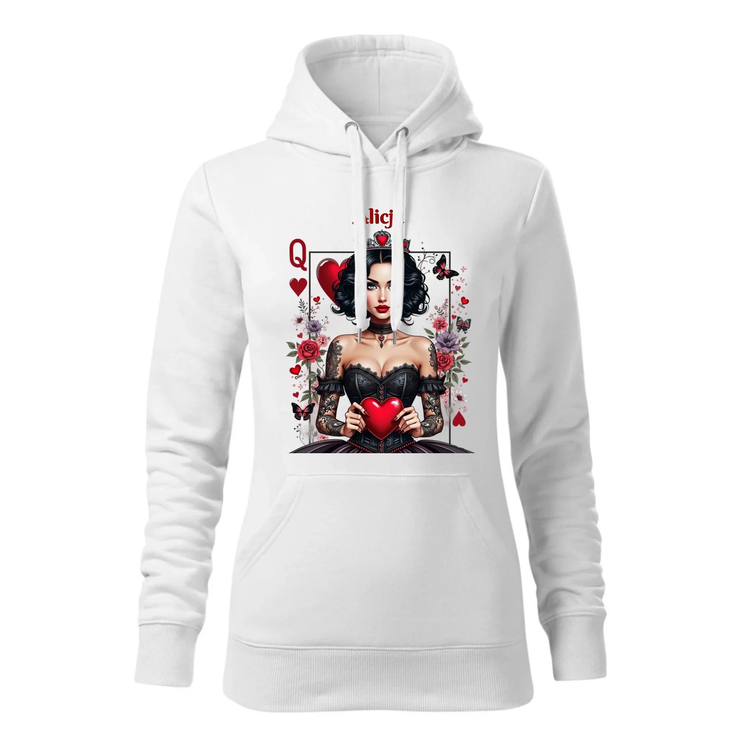 Damska bluza z kapturem biała - hoodie - StoryCups.pl