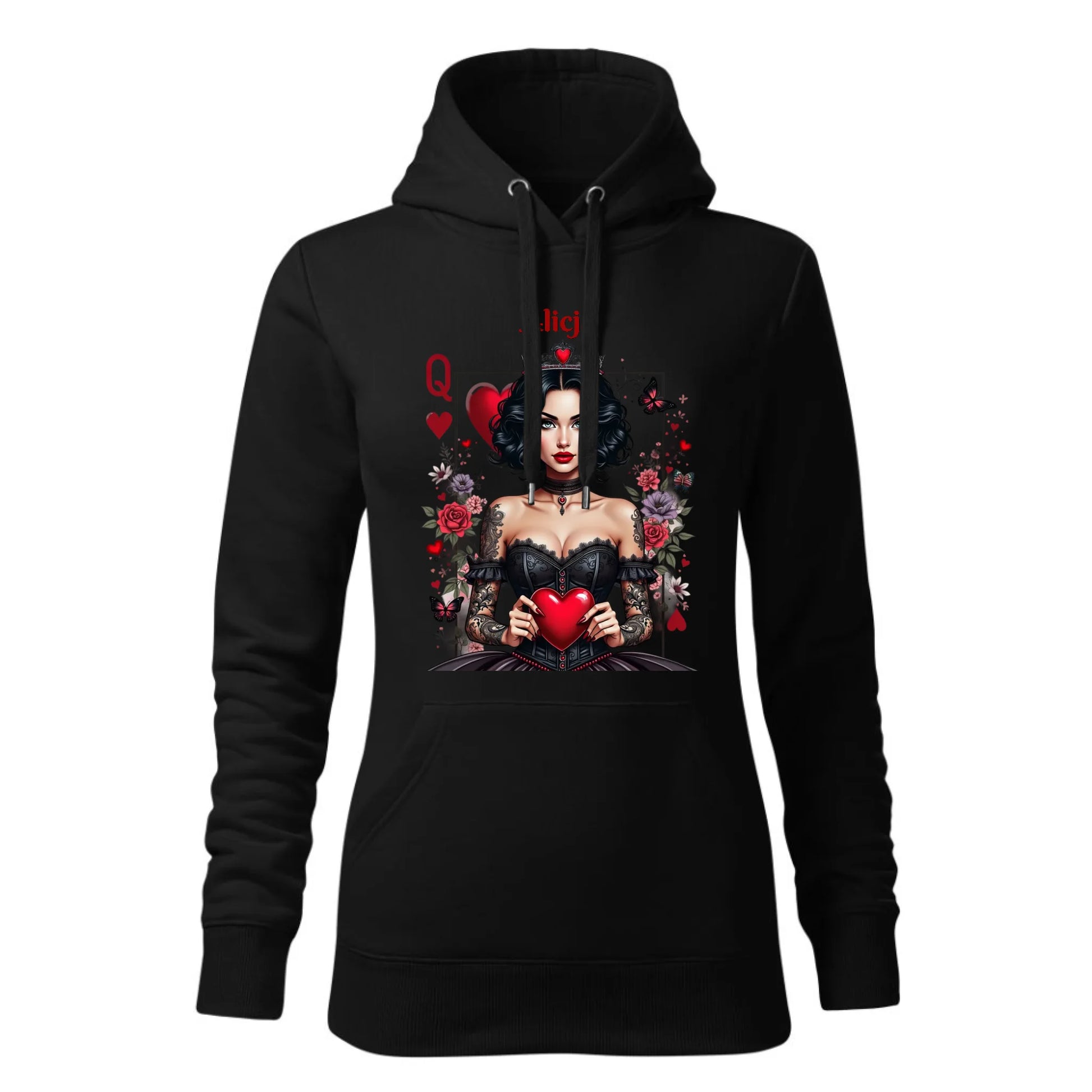 Damska bluza z kapturem czarna - hoodie - StoryCups.pl