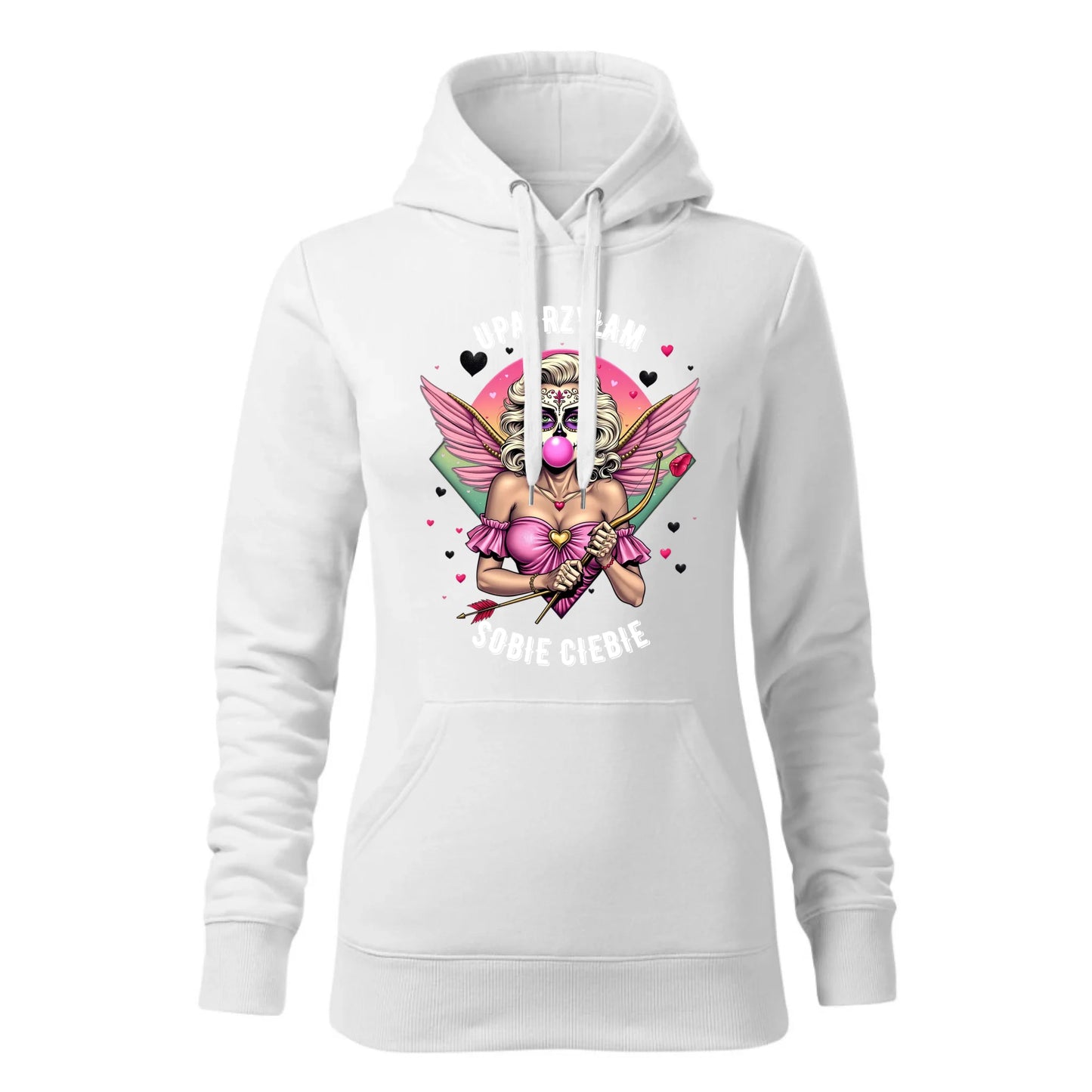 Damska bluza z kapturem biała - hoodie - StoryCups.pl