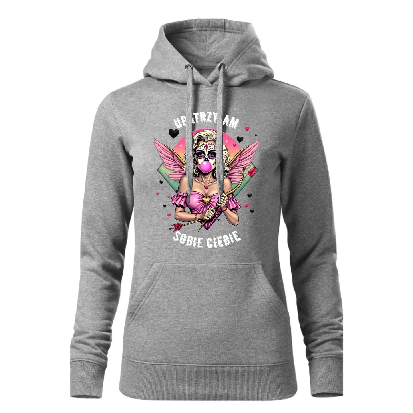 Damska bluza z kapturem szara - hoodie - StoryCups.pl