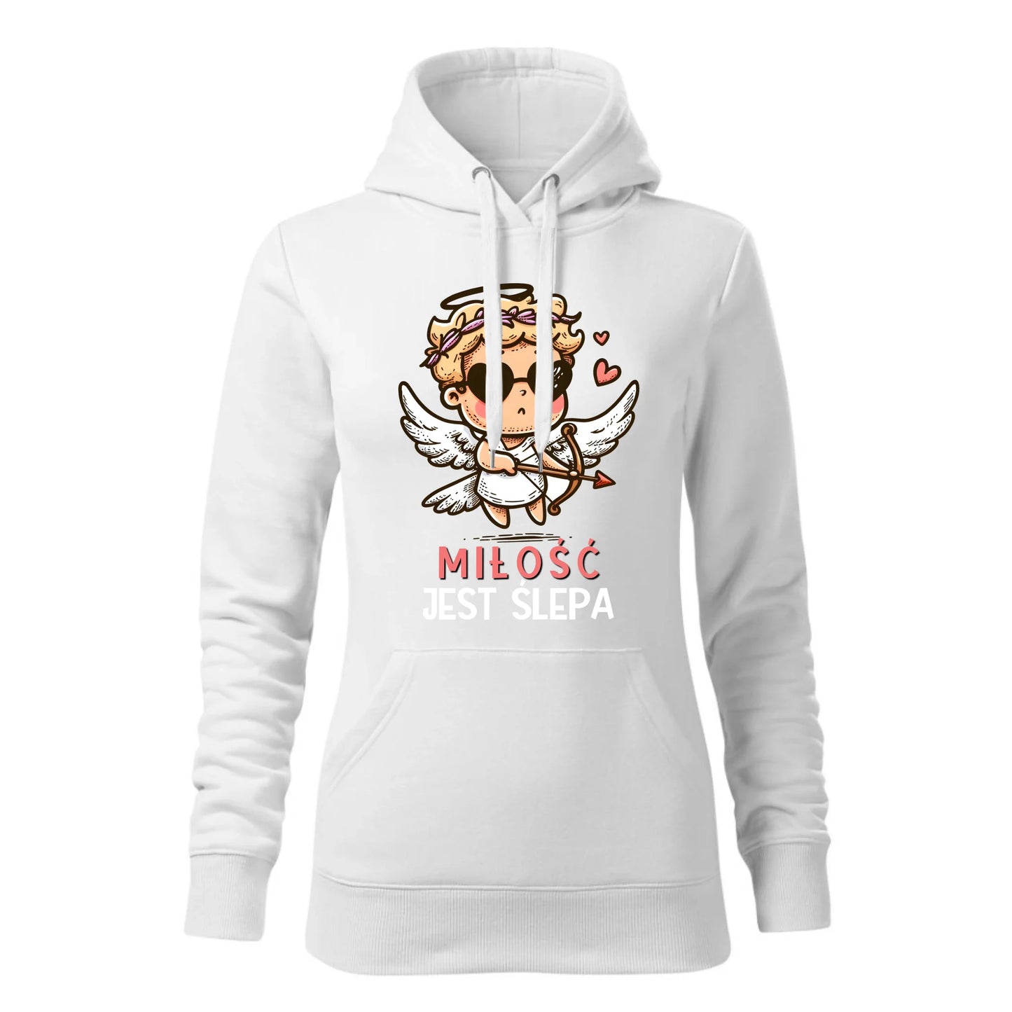 Damska bluza z kapturem biała - hoodie - StoryCups.pl