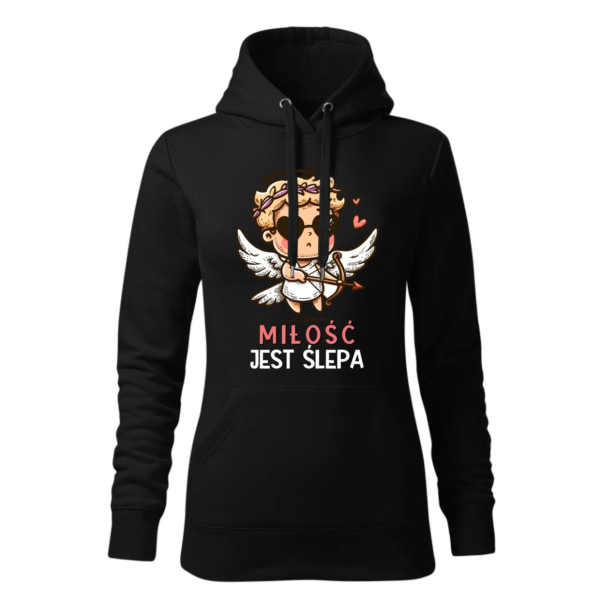 Damska bluza z kapturem czarna - hoodie - StoryCups.pl