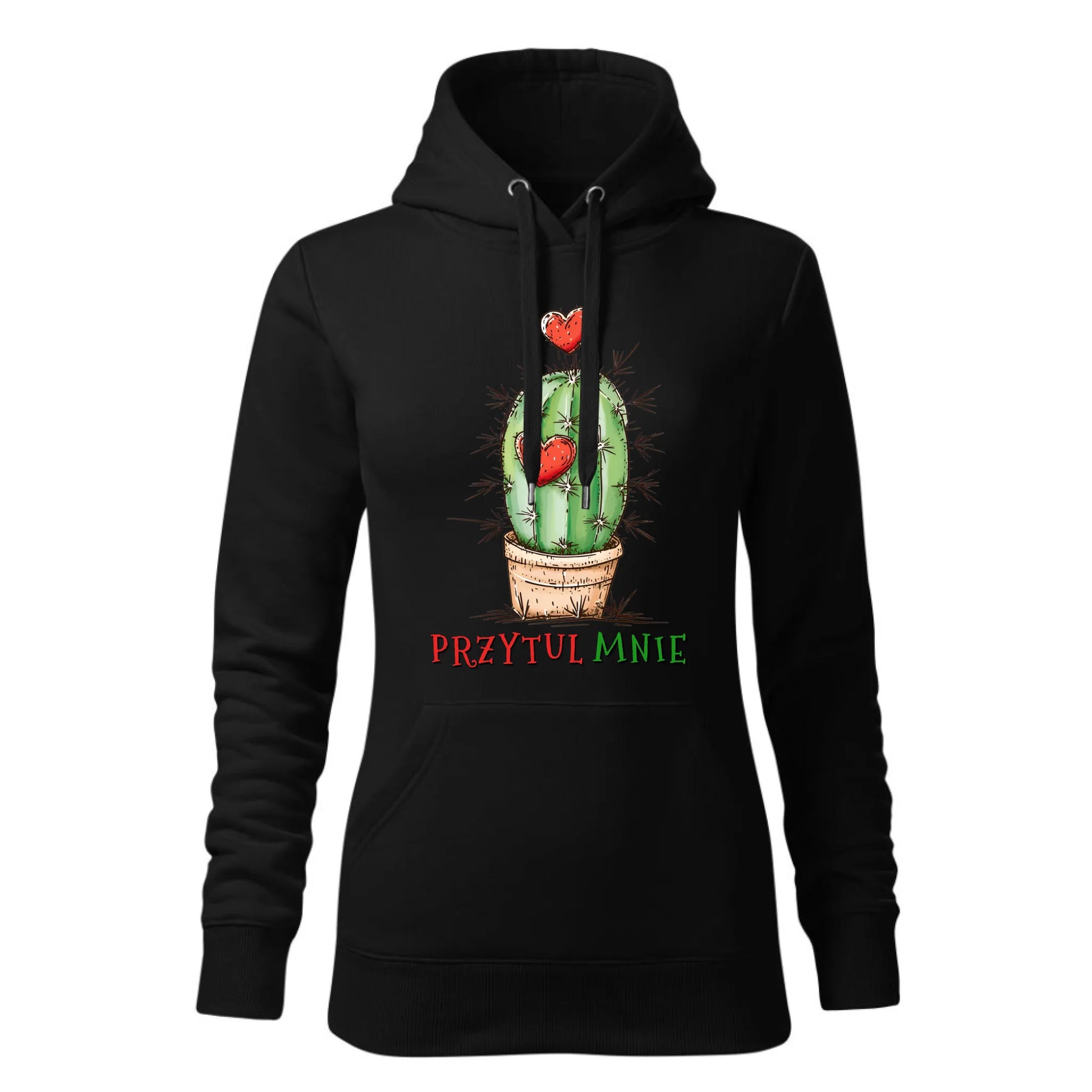 Damska bluza z kapturem czarna - hoodie - StoryCups.pl