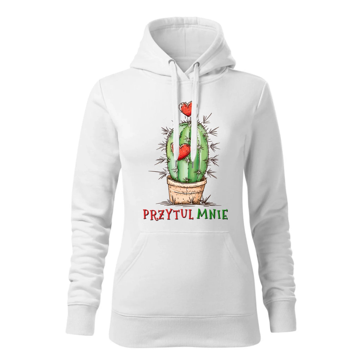 Damska bluza z kapturem biała - hoodie - StoryCups.pl