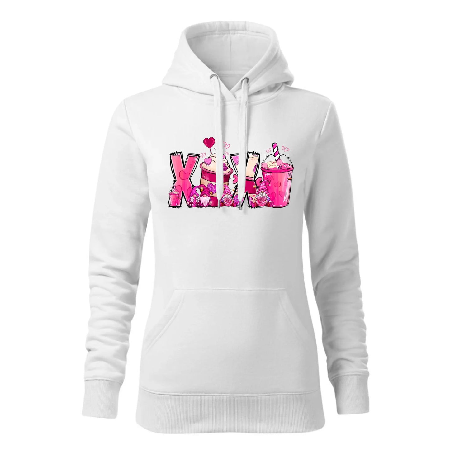 Damska bluza z kapturem biała - hoodie - StoryCups.pl