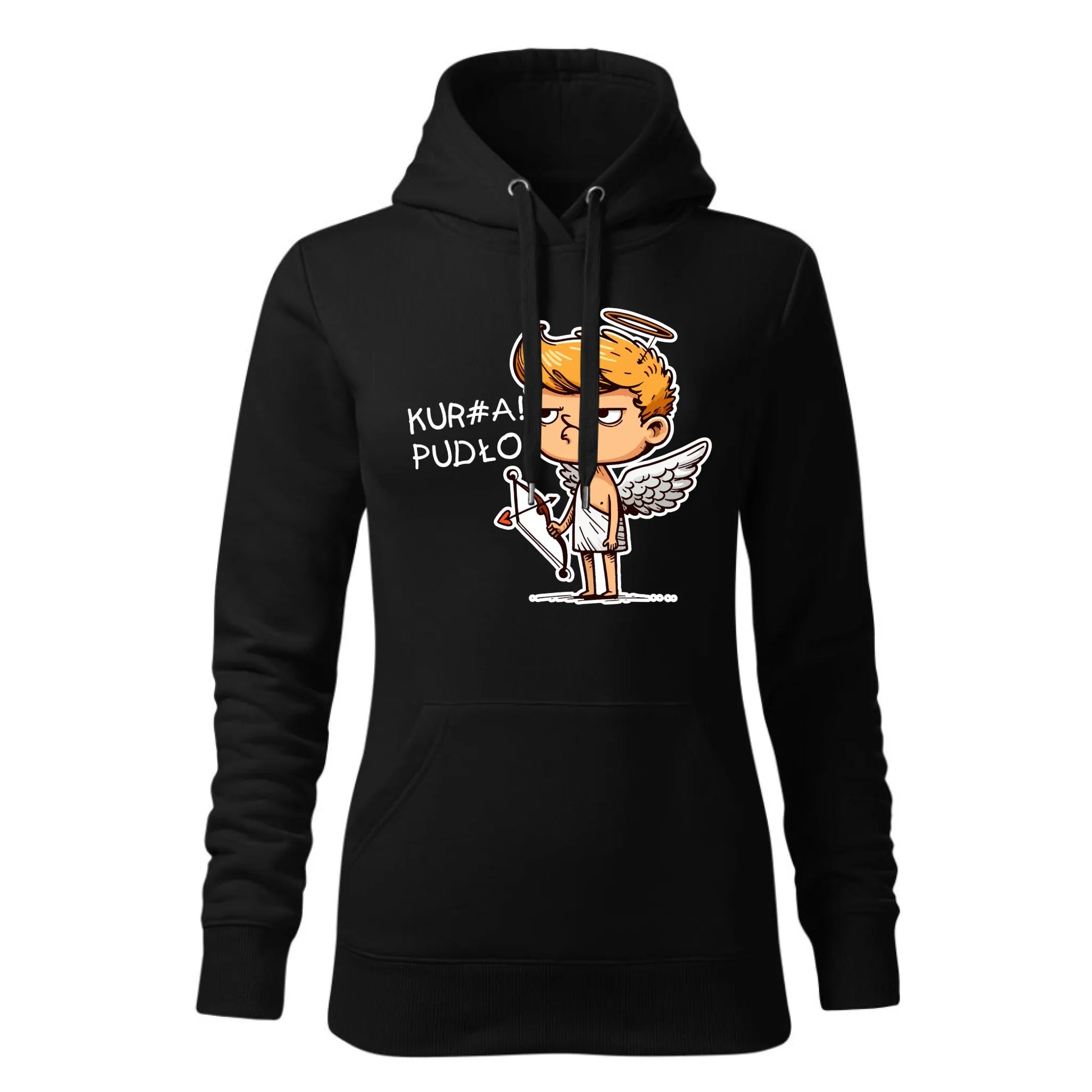 Damska bluza z kapturem czarna - hoodie - StoryCups.pl