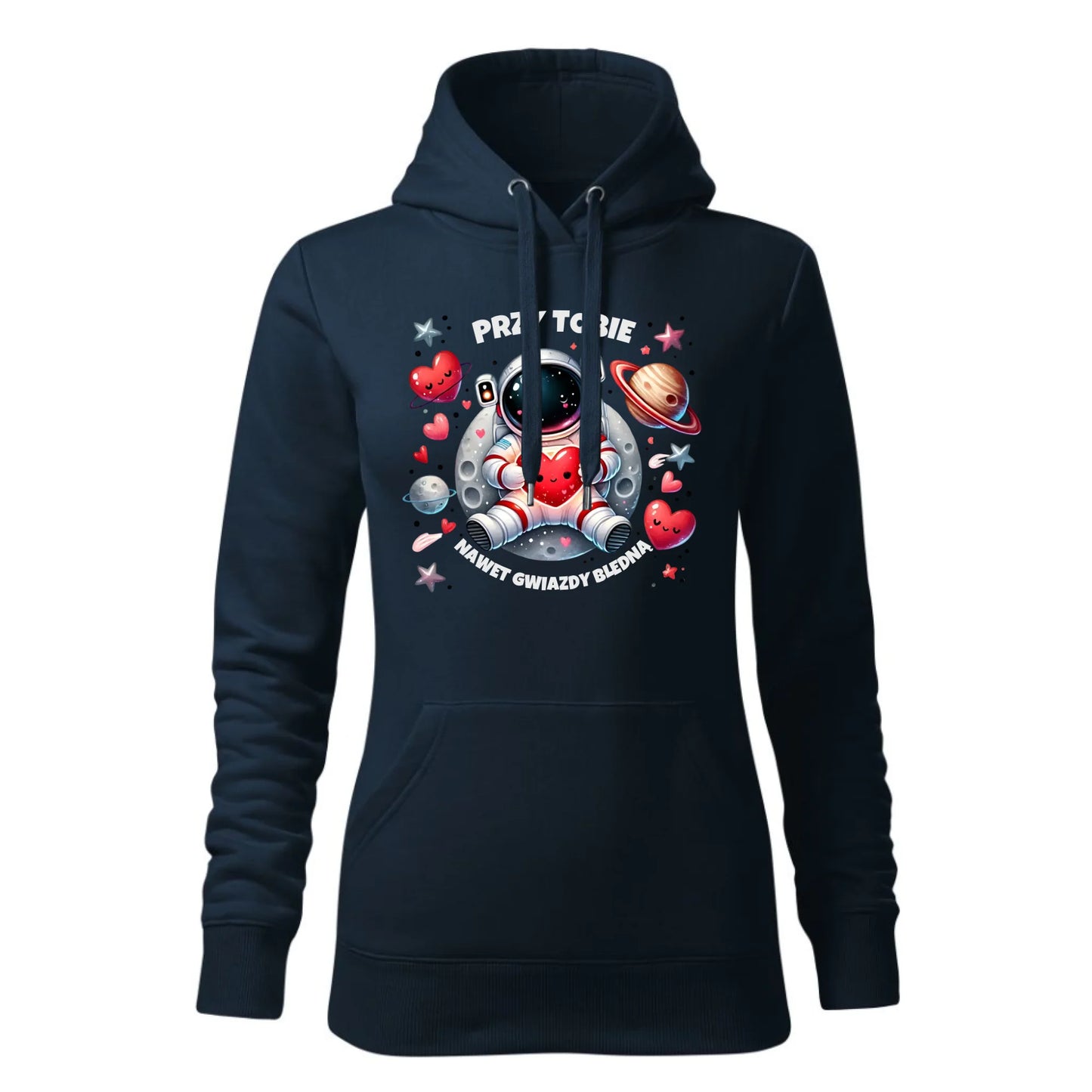 Damska bluza z kapturem granatowa - hoodie - StoryCups.pl