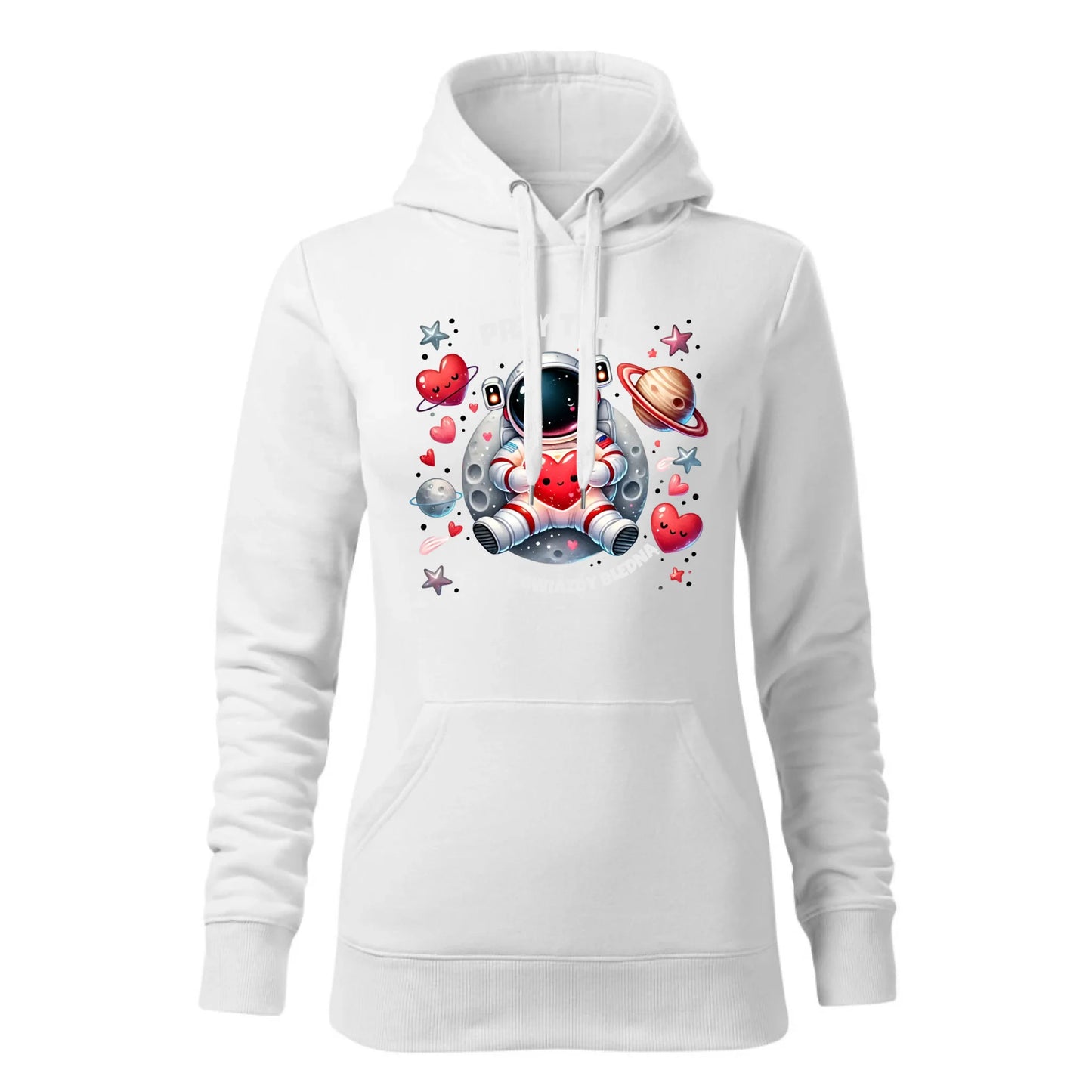 Damska bluza z kapturem biała - hoodie - StoryCups.pl