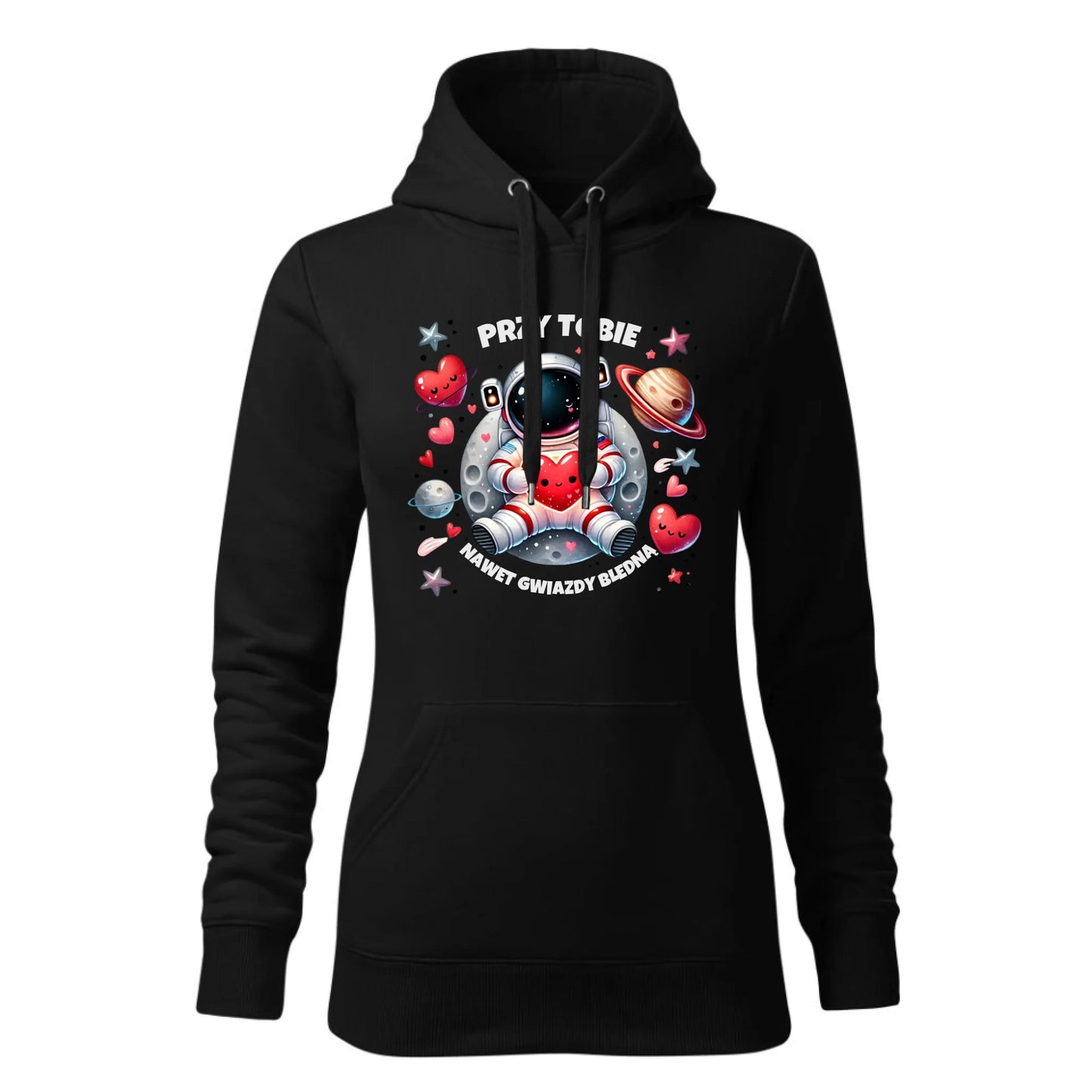 Damska bluza z kapturem czarna - hoodie - StoryCups.pl