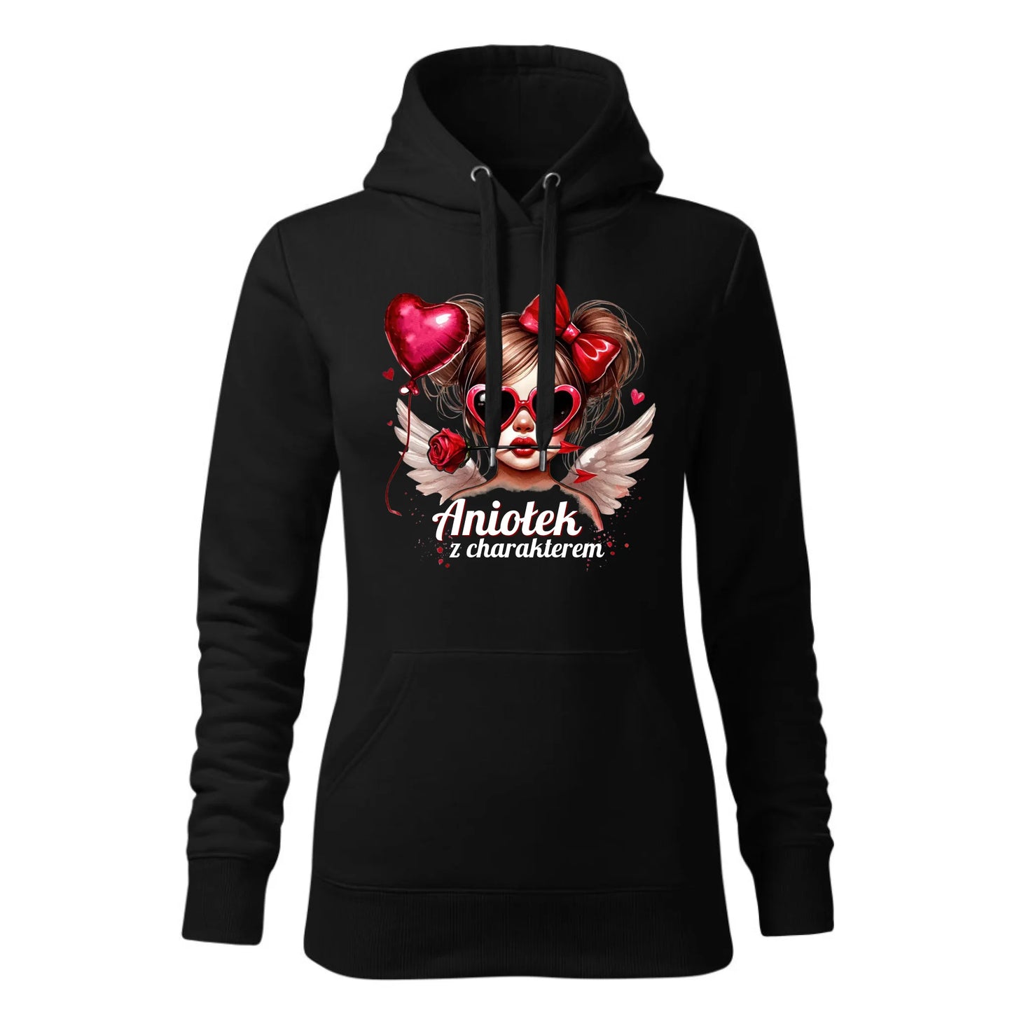 Damska bluza z kapturem czarna - hoodie - StoryCups.pl