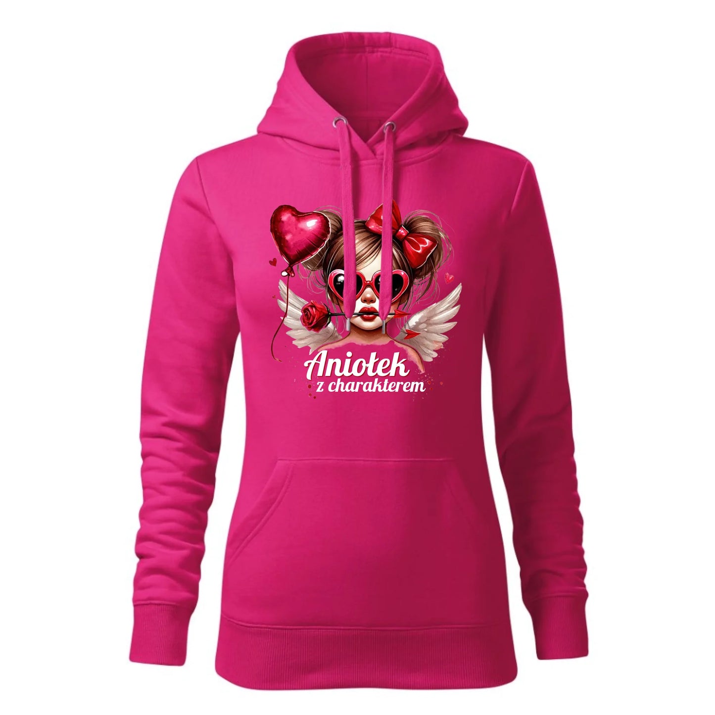 Damska bluza z kapturem różowa - hoodie - StoryCups.pl