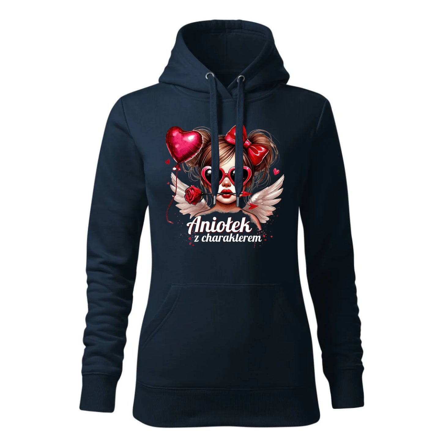 Damska bluza z kapturem granatowa - hoodie - StoryCups.pl