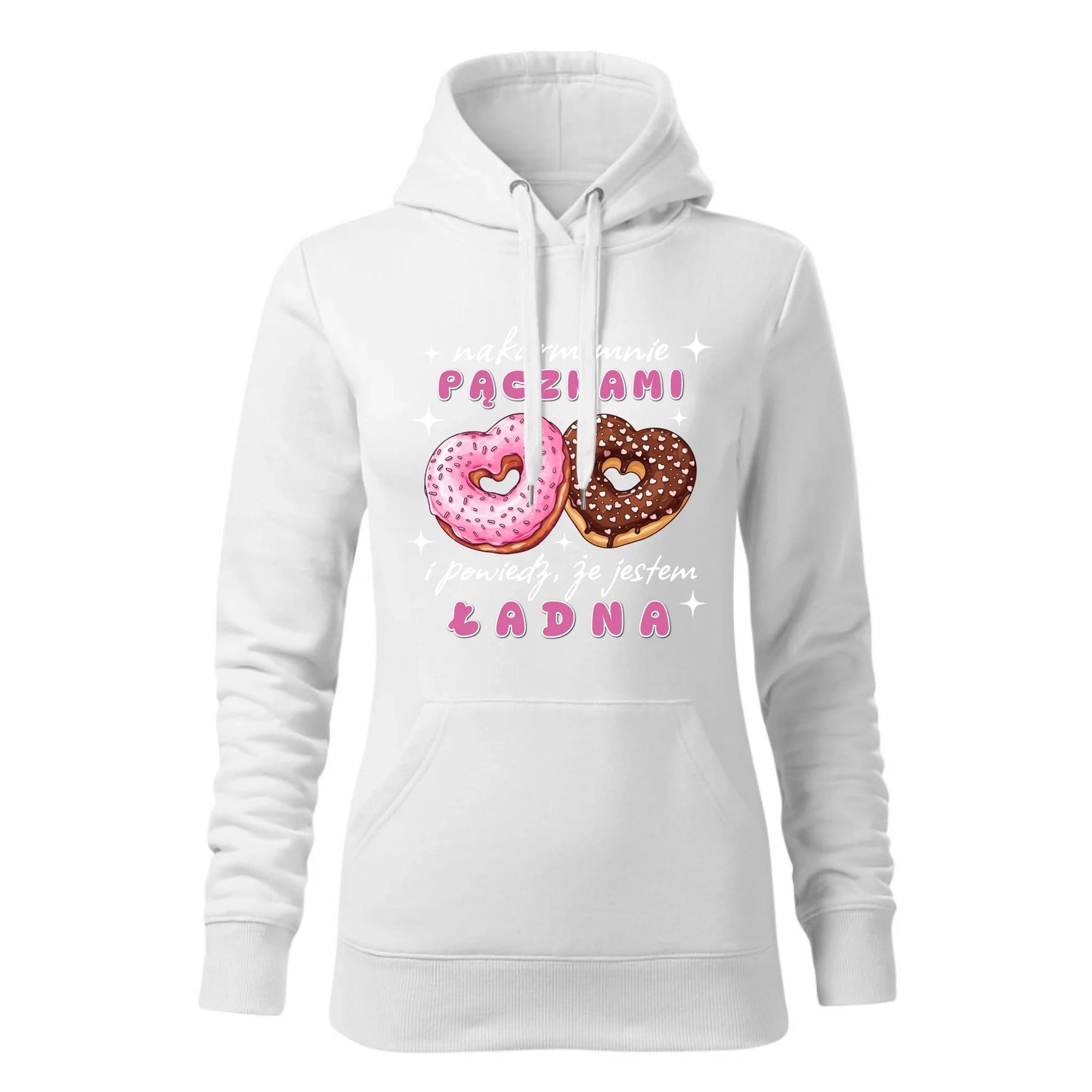 Damska bluza z kapturem biała - hoodie - StoryCups.pl