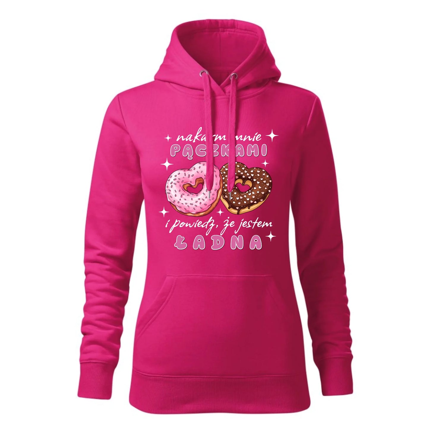 Damska bluza z kapturem różowa - hoodie - StoryCups.pl