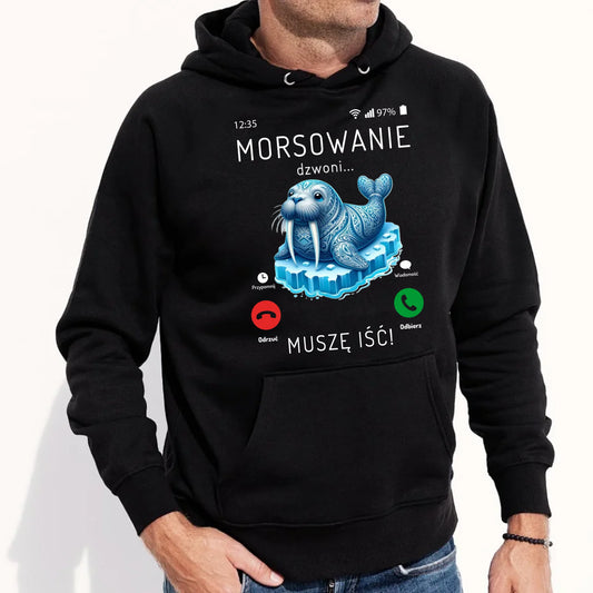 Bluza męska z kapturem na prezent dla morsa, morsowanie