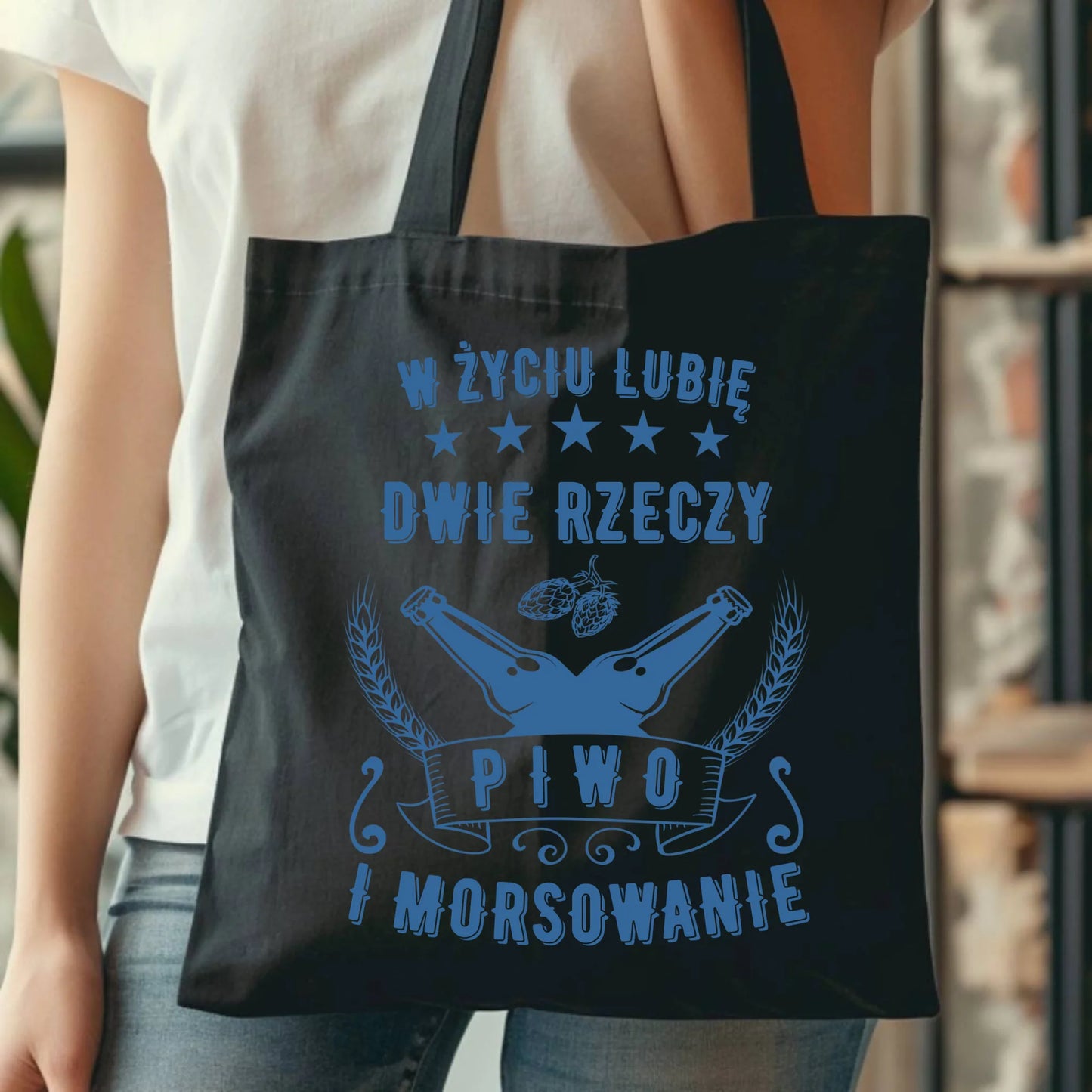 Czarna torba z nadrukiem dla morsa, mors, morsowanie