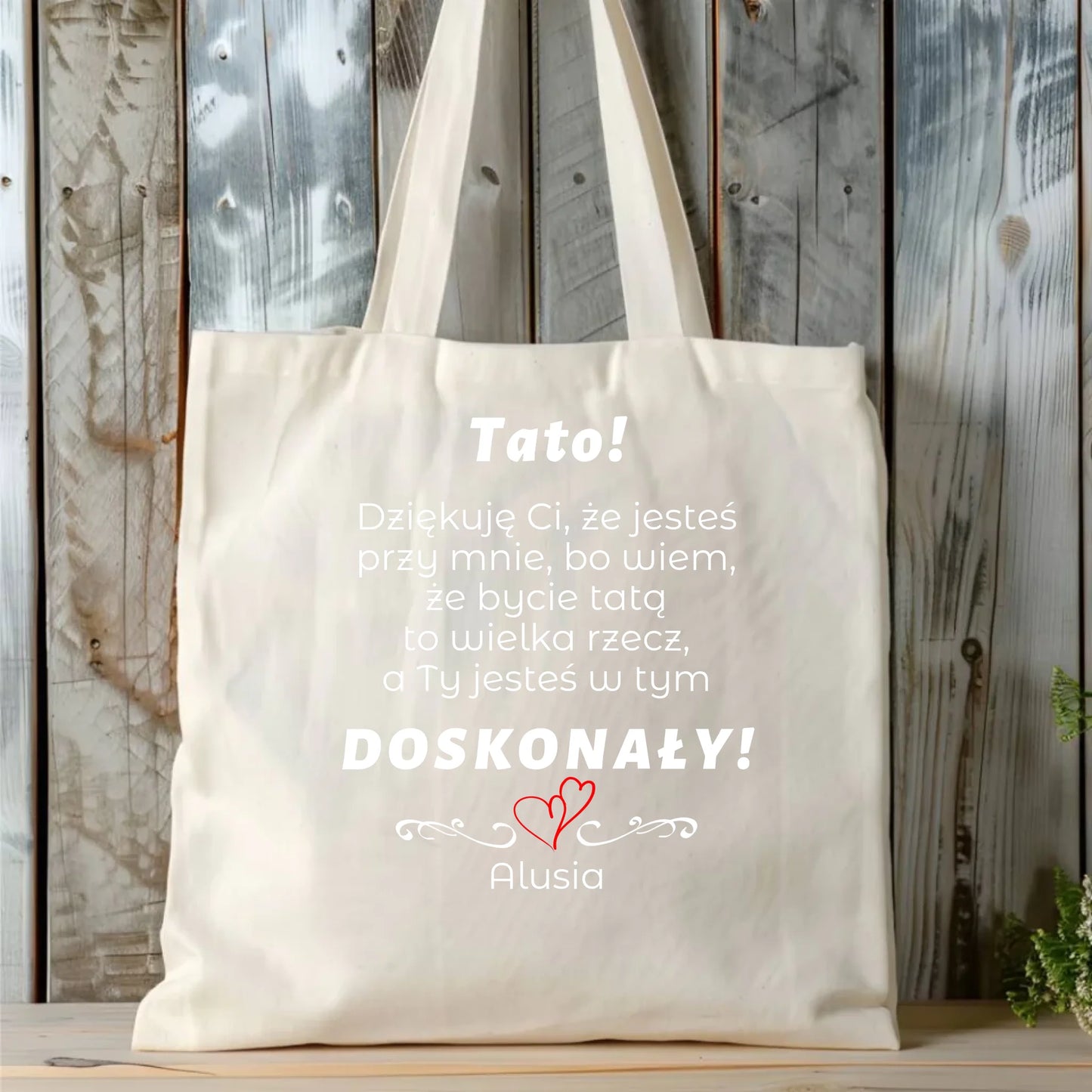 Personalizowana eco torba z nadrukiem dla taty - naturalna - prezent dla taty, Dzień Ojca, Święta, Urodziny