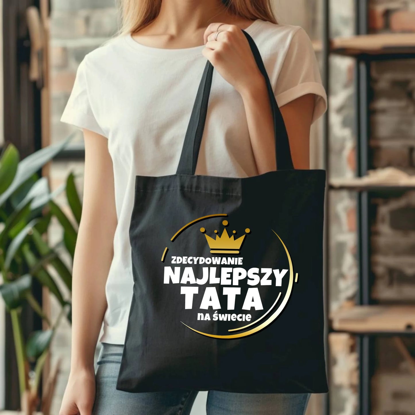 Personalizowana eco torba z nadrukiem dla taty - czarna - prezent dla taty, Dzień Ojca, Święta, Urodziny