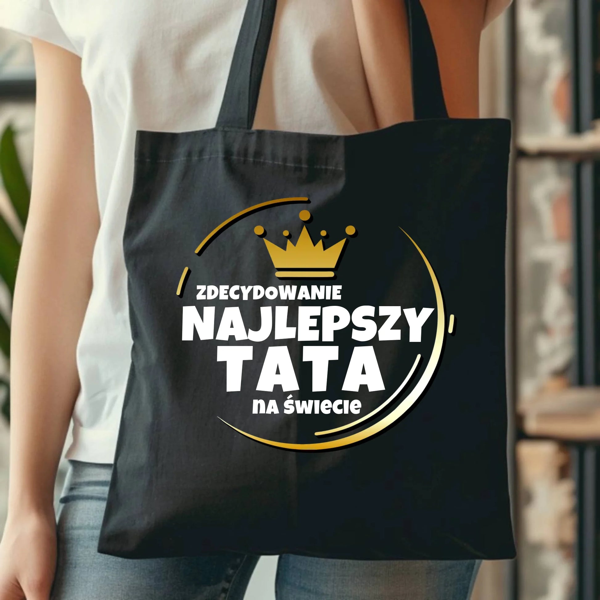 Personalizowana eco torba z nadrukiem dla taty - czarna - prezent dla taty, Dzień Ojca, Święta, Urodziny