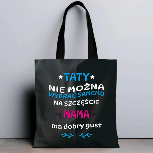 Personalizowana eco torba z nadrukiem dla taty - czarna - prezent dla taty, Dzień Ojca, Święta, Urodziny