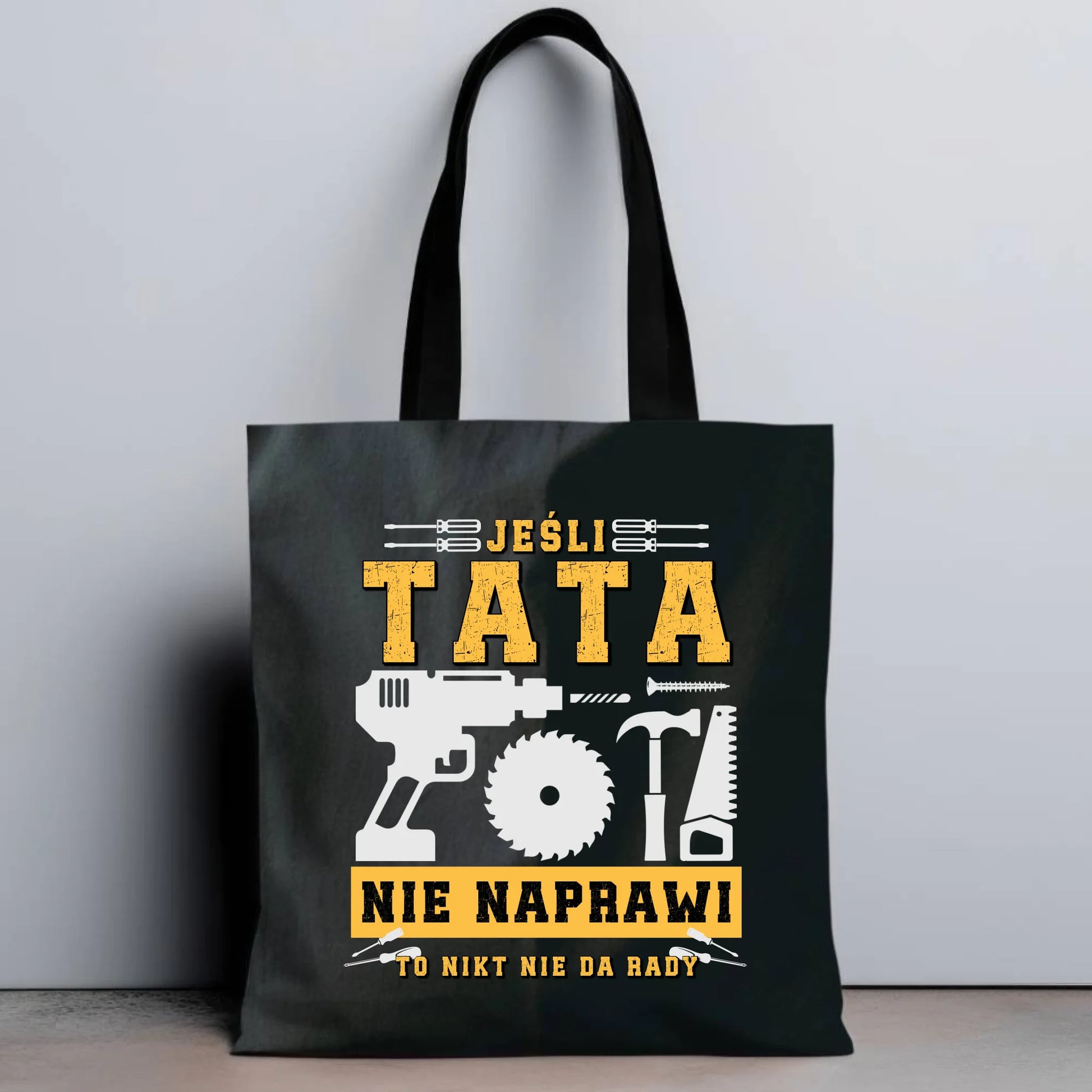 Personalizowana eco torba z nadrukiem dla taty - czarna - prezent dla taty, Dzień Ojca, Święta, Urodziny