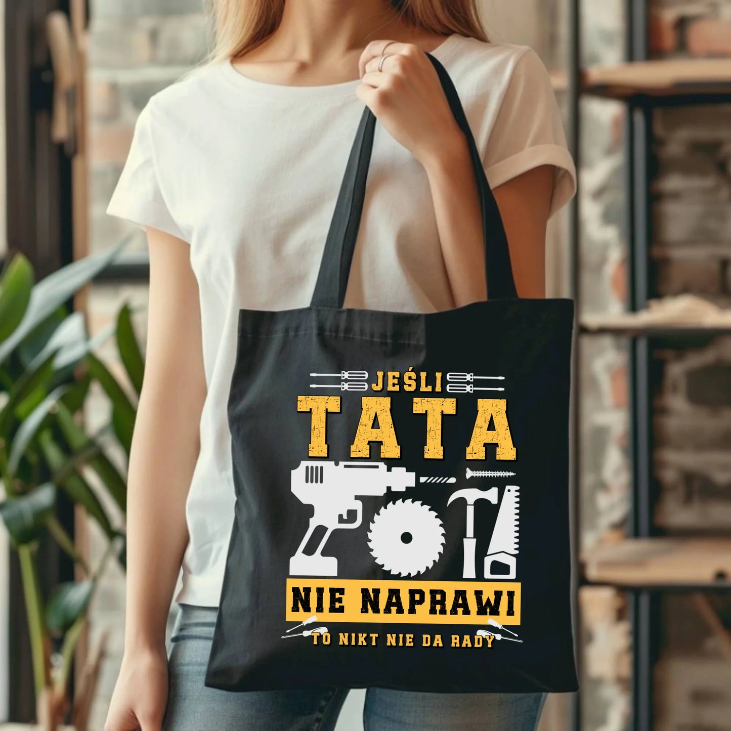 Personalizowana eco torba z nadrukiem dla taty - czarna - prezent dla taty, Dzień Ojca, Święta, Urodziny