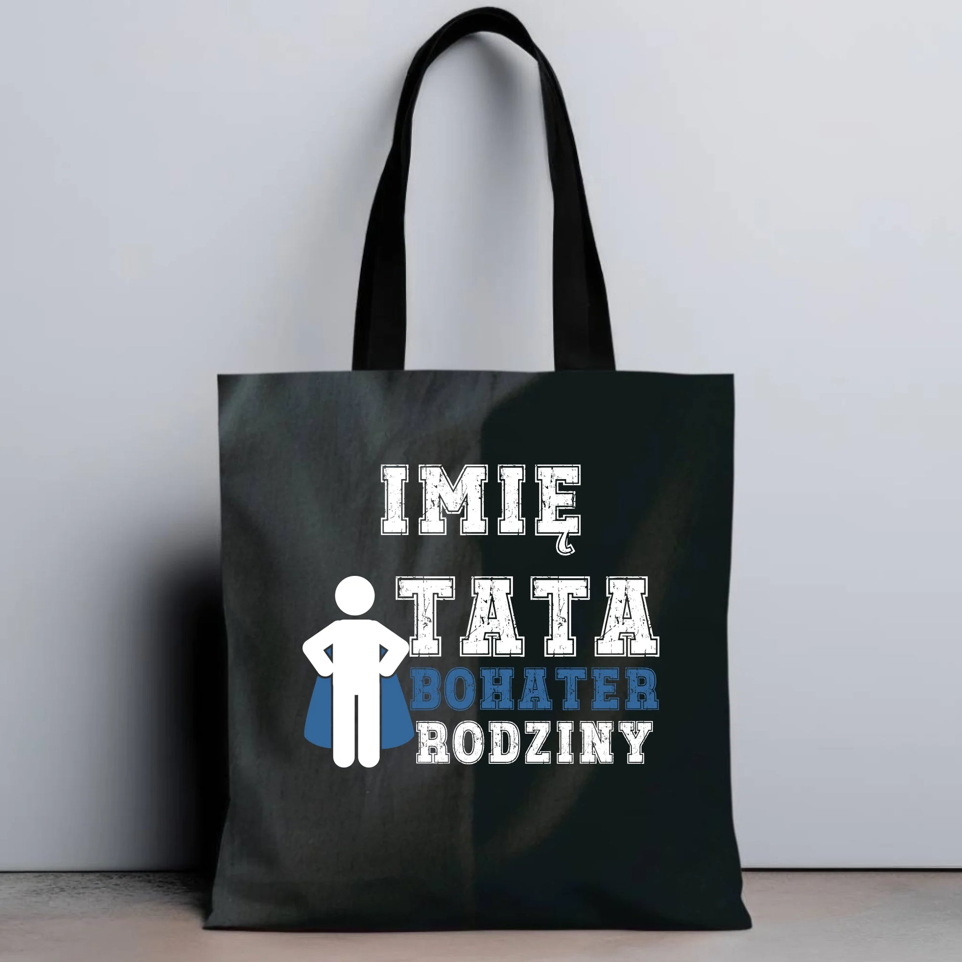 Personalizowana eco torba z nadrukiem dla taty - czarna - prezent dla taty, Dzień Ojca, Święta, Urodziny