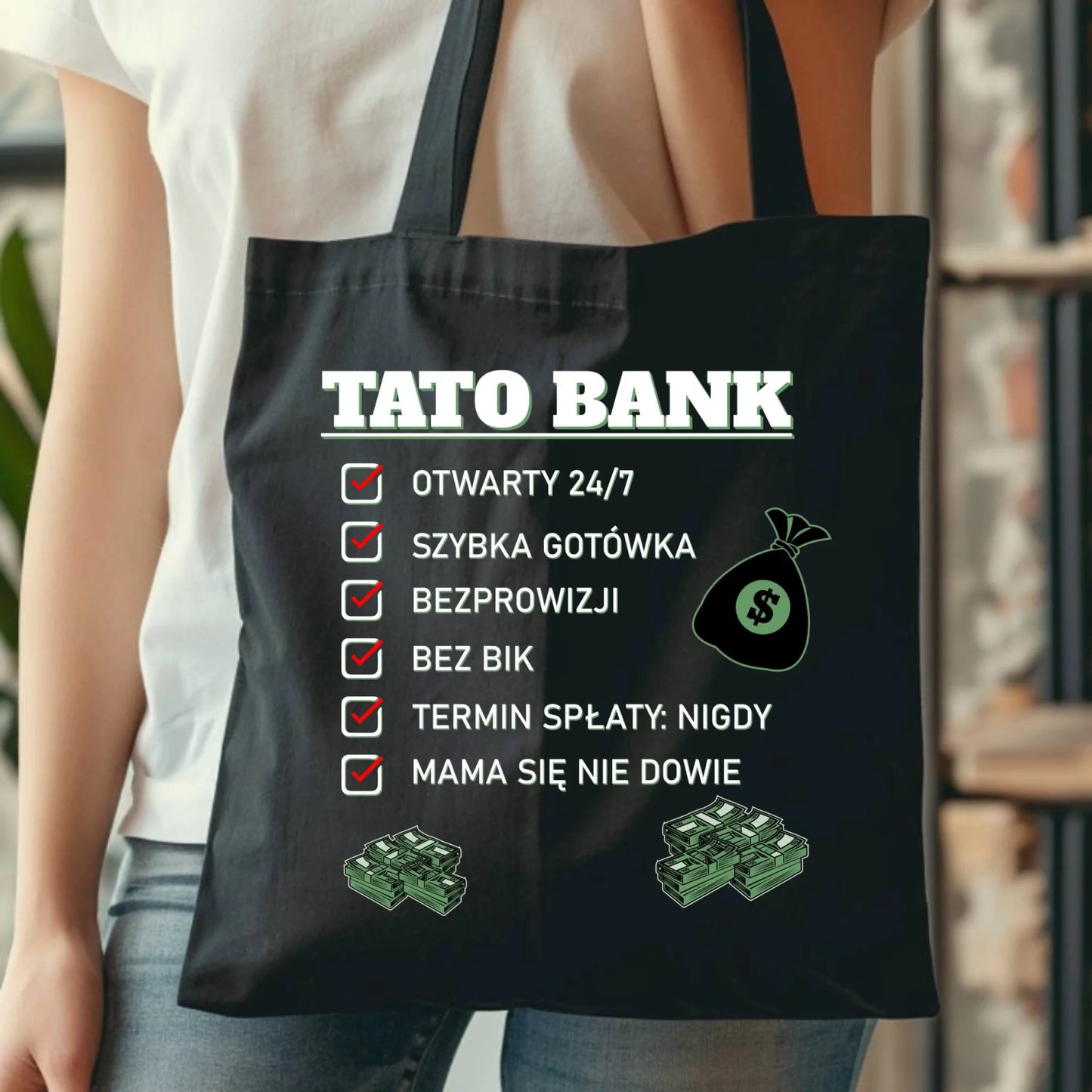 Personalizowana eco torba z nadrukiem dla taty - czarna - prezent dla taty, Dzień Ojca, Święta, Urodziny